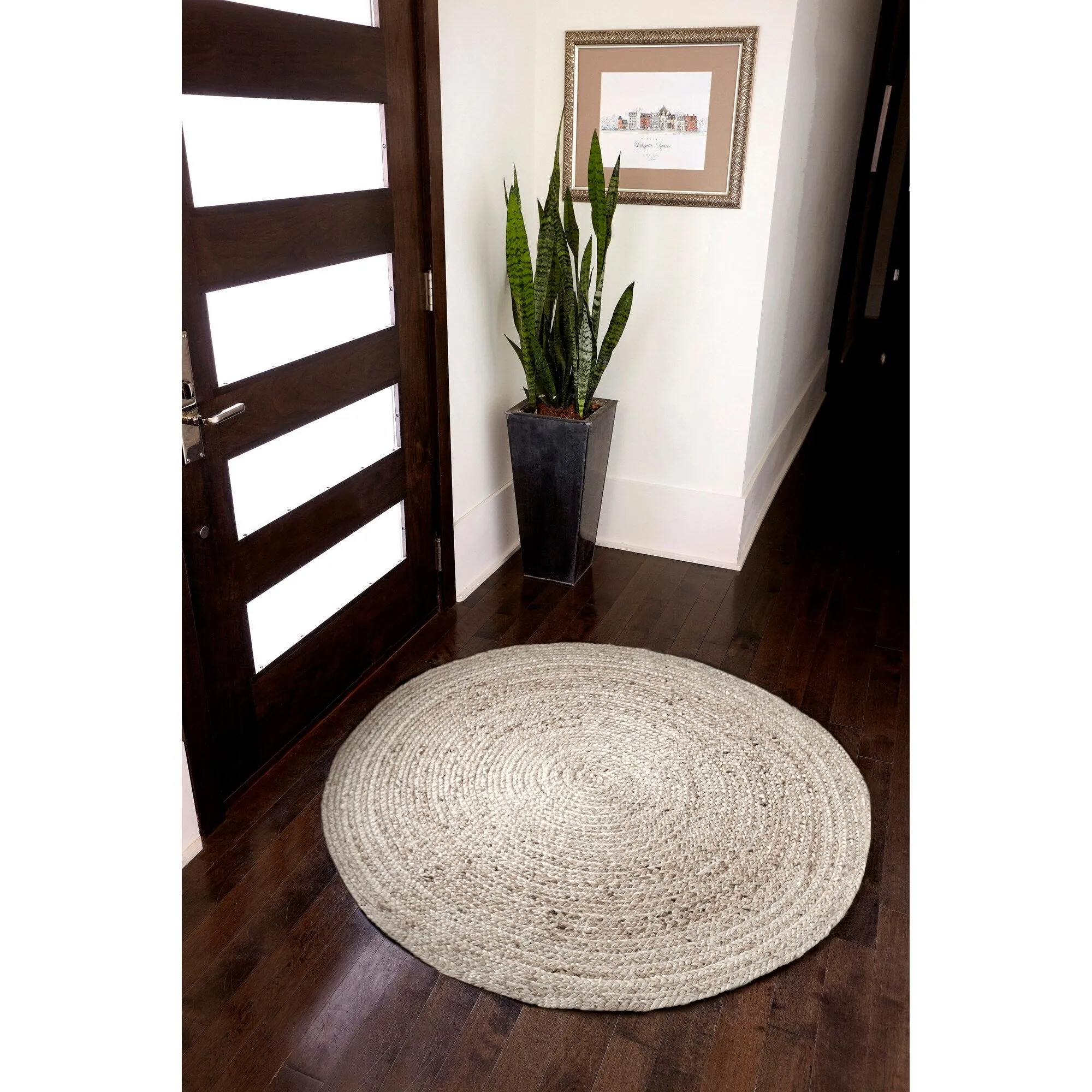 Jani Tara Braided Natural Jute Area Rug - Kerala Round Rug. 4-Feet. Durable. Superior Quality