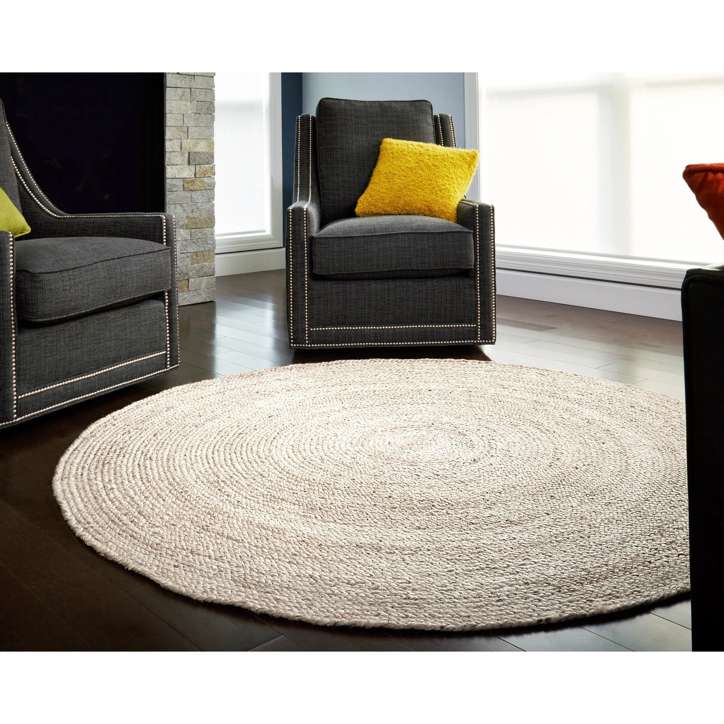Jani Tara Braided Natural Jute Area Rug - Kerala Round Rug. 4-Feet. Durable. Superior Quality