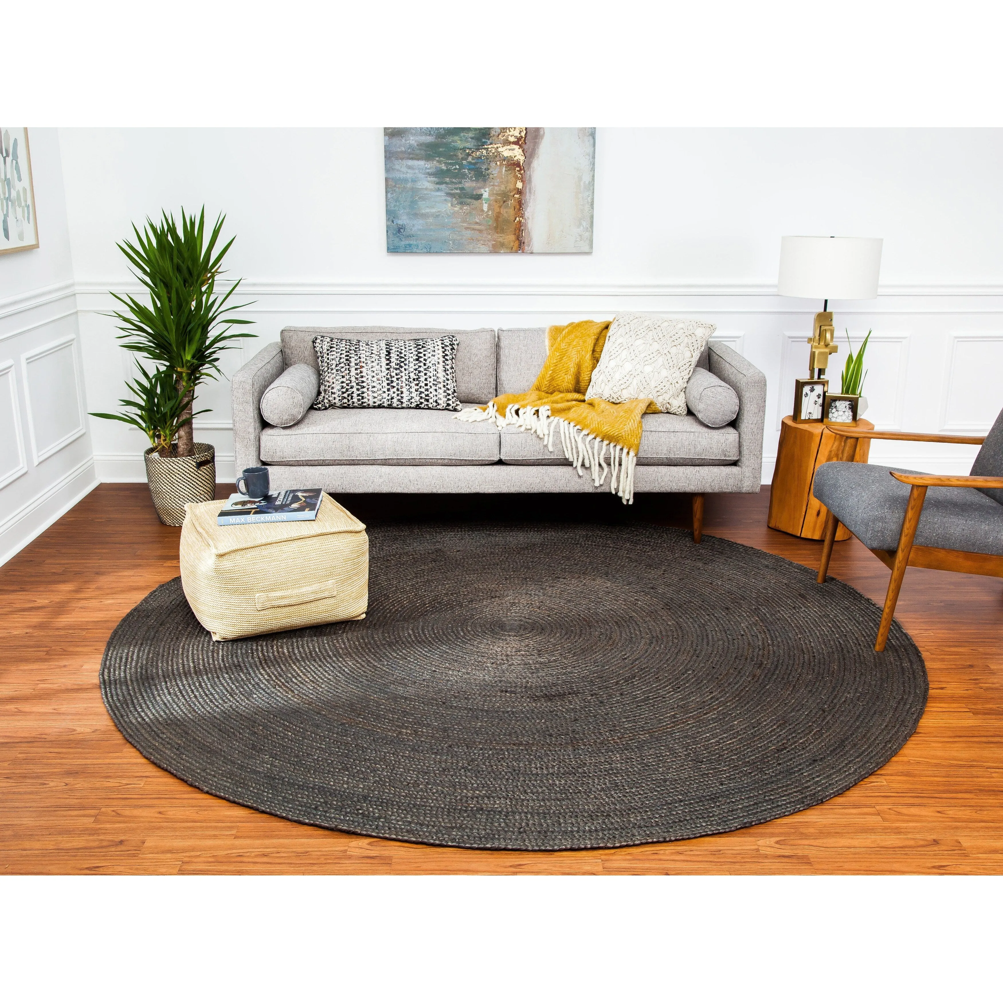 Jani Tara Braided Natural Jute Area Rug - Kerala Round Rug. 4-Feet. Durable. Superior Quality