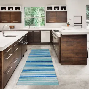 Janna Machine Washable Watercolor Ivory and Blue Area Rug