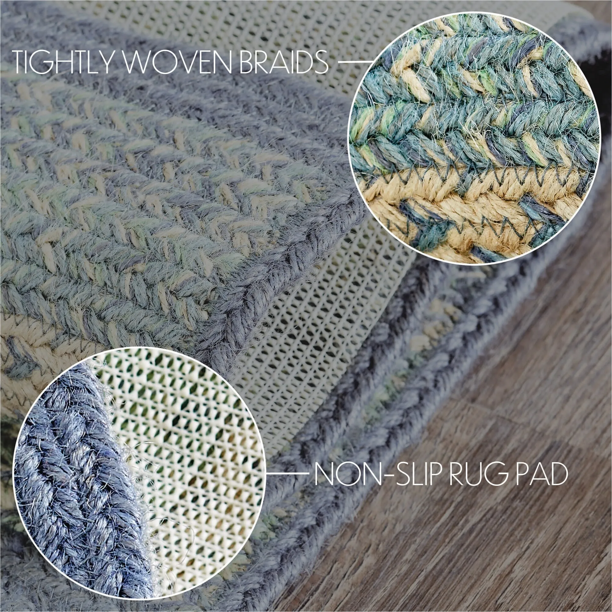 Jolie Jute Rug Half Circle w/ Pad 19.5x36