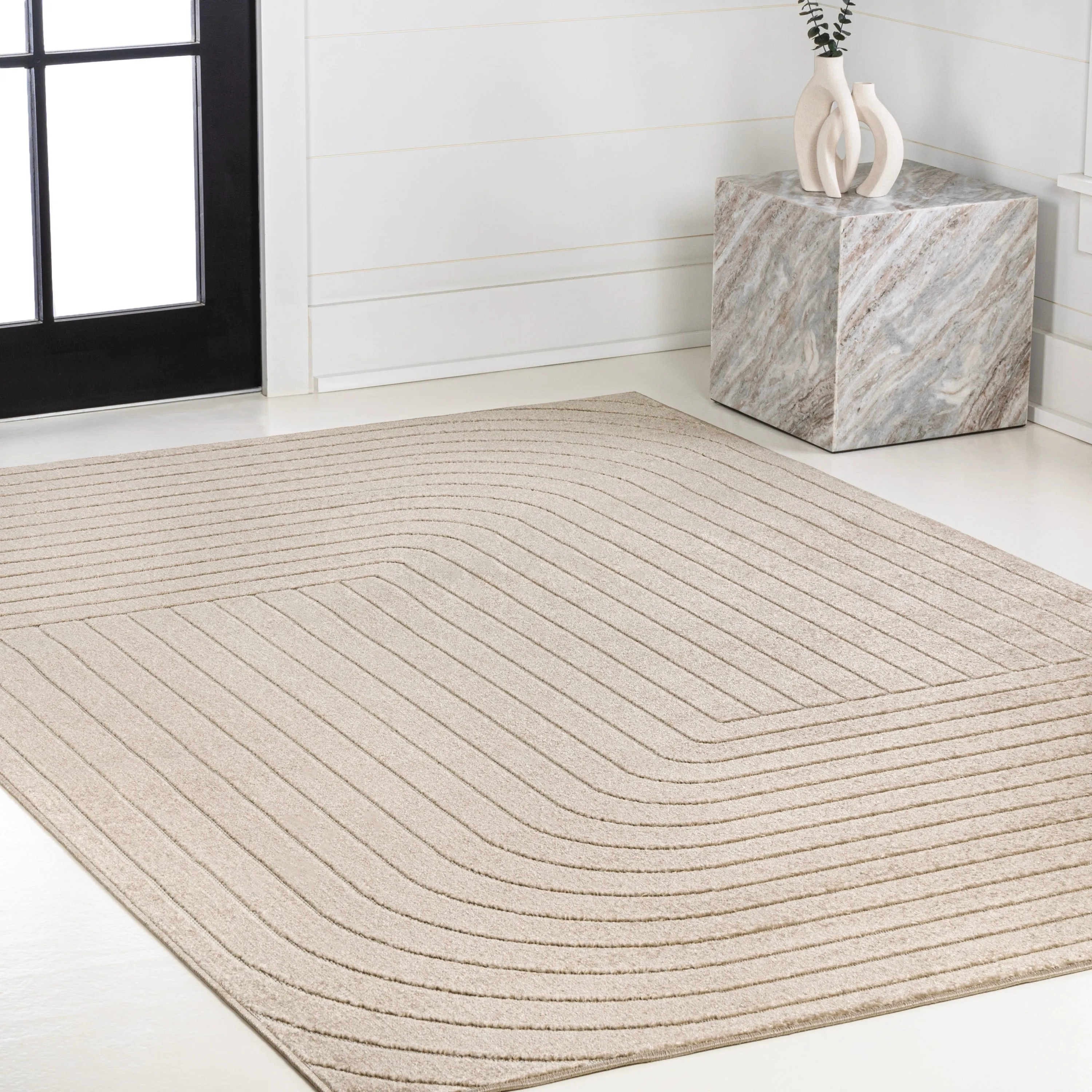 JONATHAN Y Aarhus Minimalist Angle Geometric Ivory/Cream Area Rug