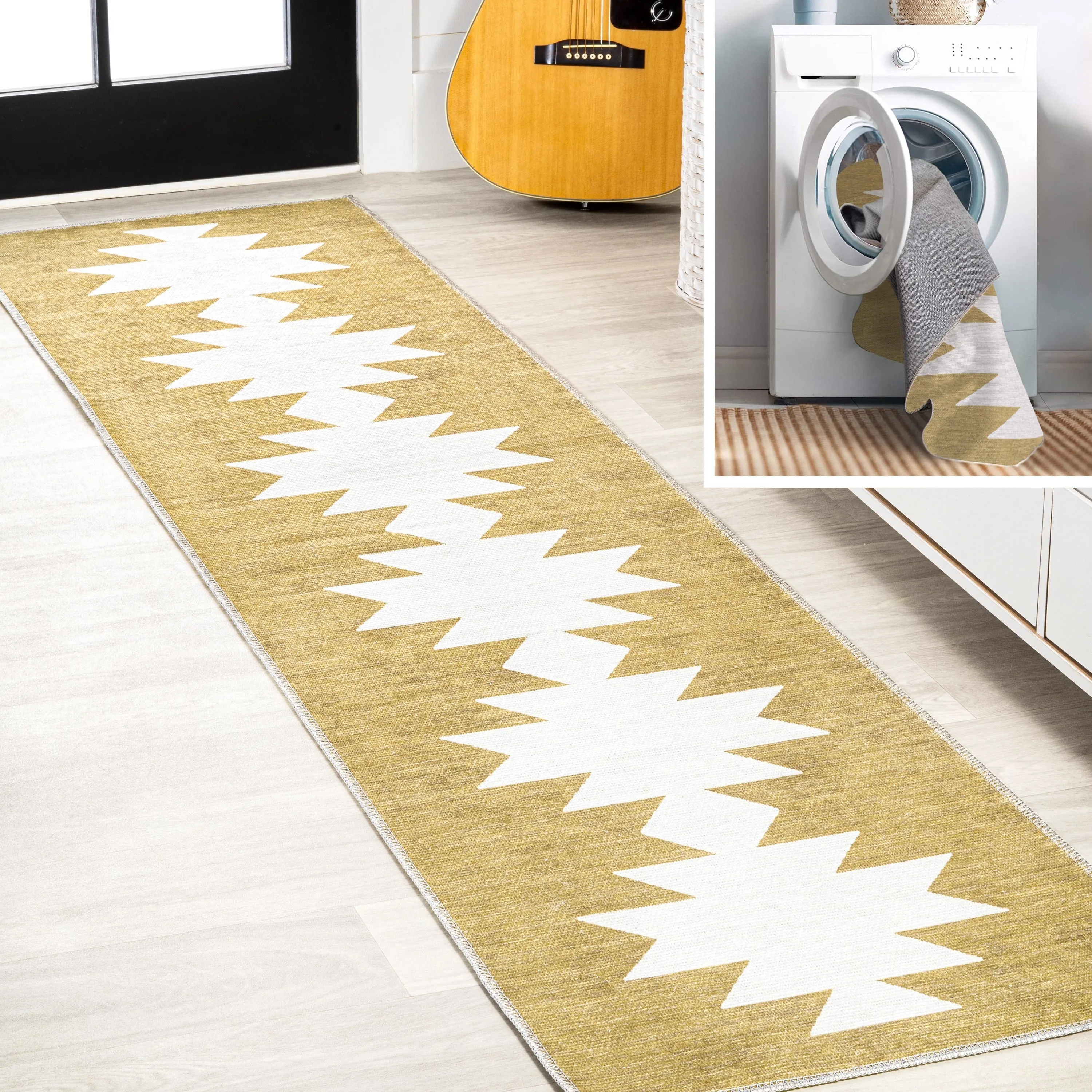 JONATHAN Y Adriel Solid Low-Pile Machine Washable Area Rug