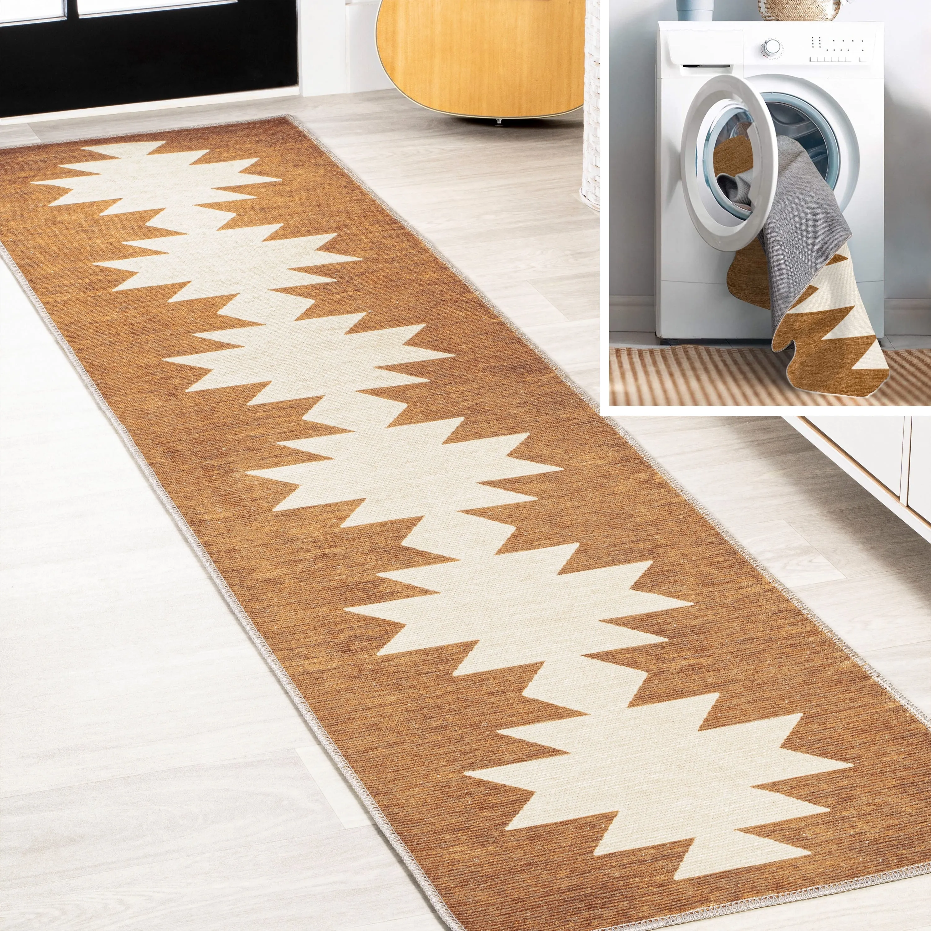 JONATHAN Y Adriel Solid Low-Pile Machine Washable Area Rug