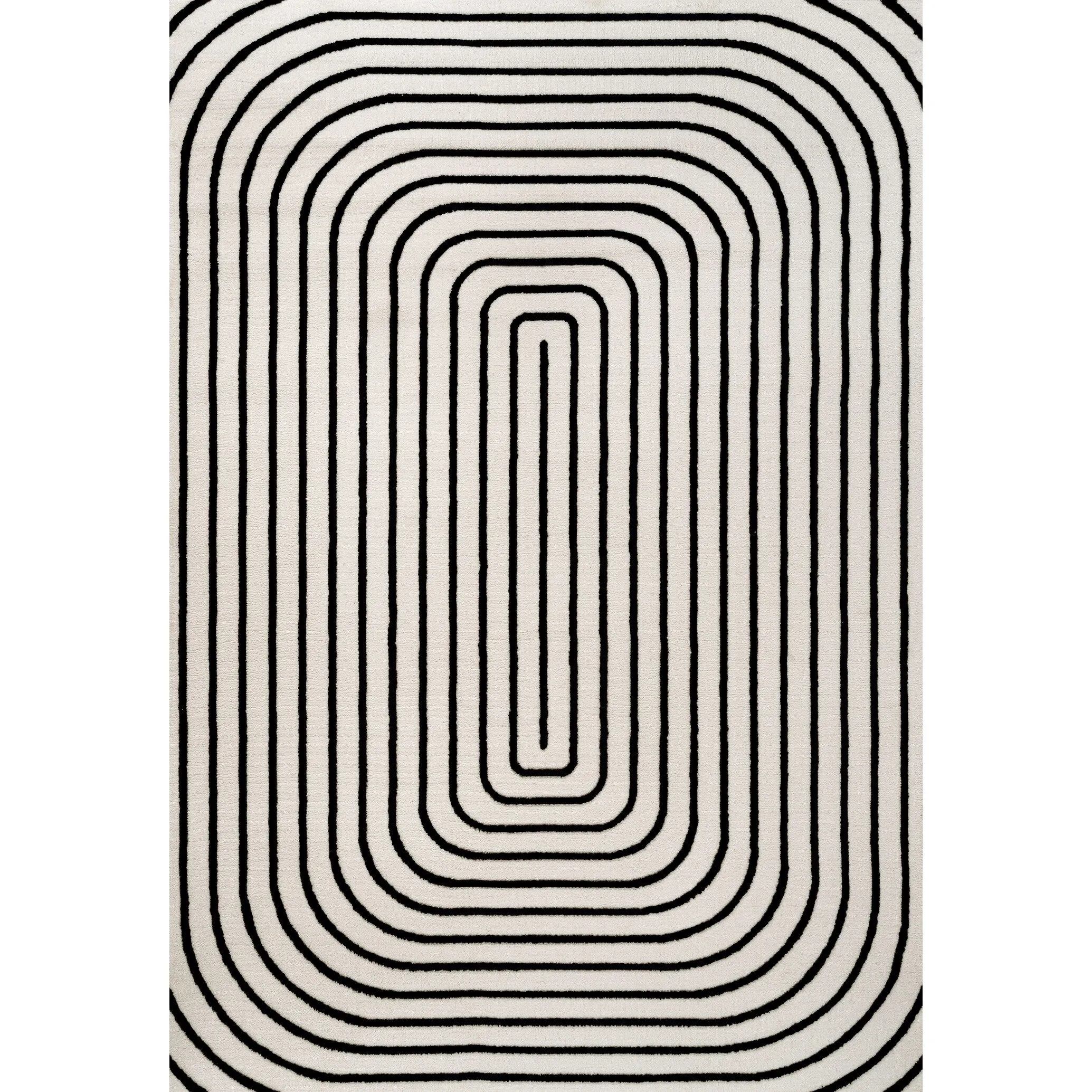 JONATHAN Y Anders High-Low Modern Scandinavian Arch Stripe Monotone Ivory Indoor/Outdoor Rug