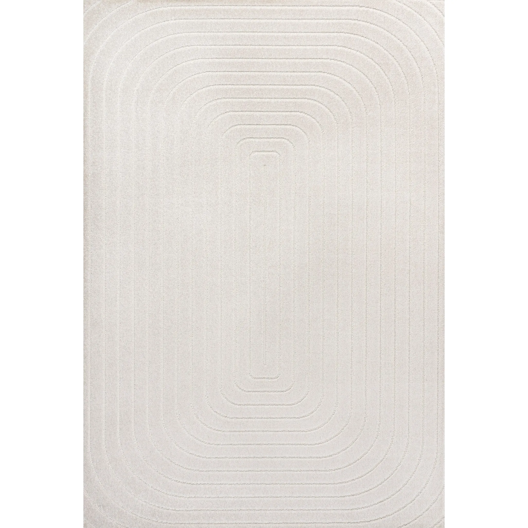 JONATHAN Y Anders High-Low Modern Scandinavian Arch Stripe Monotone Ivory Indoor/Outdoor Rug