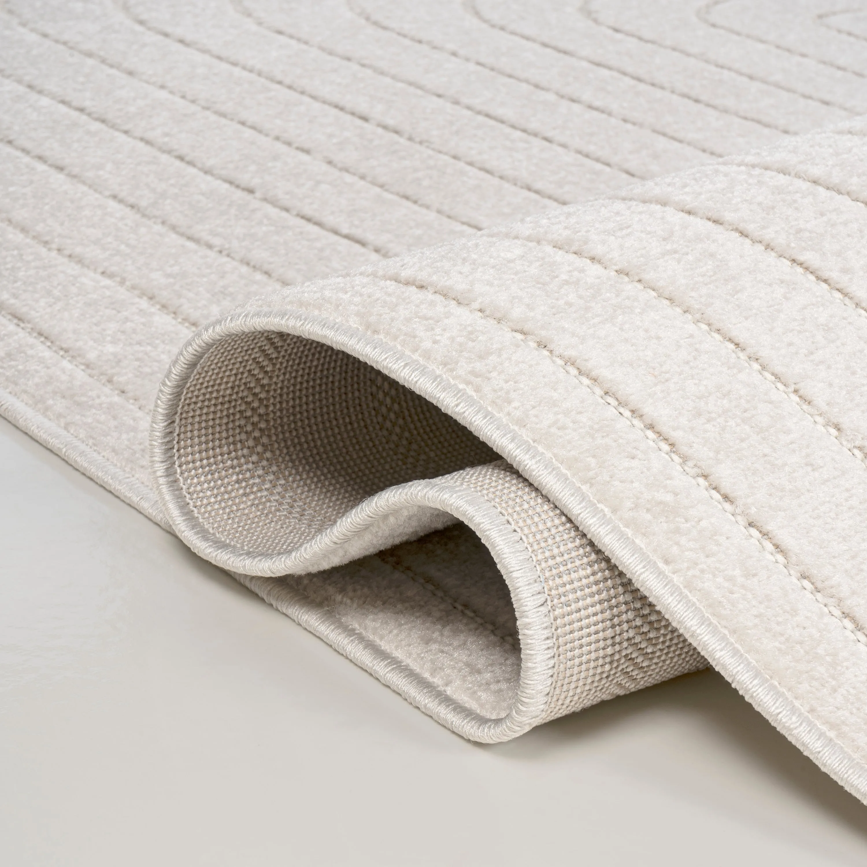 JONATHAN Y Anders High-Low Modern Scandinavian Arch Stripe Monotone Ivory Indoor/Outdoor Rug