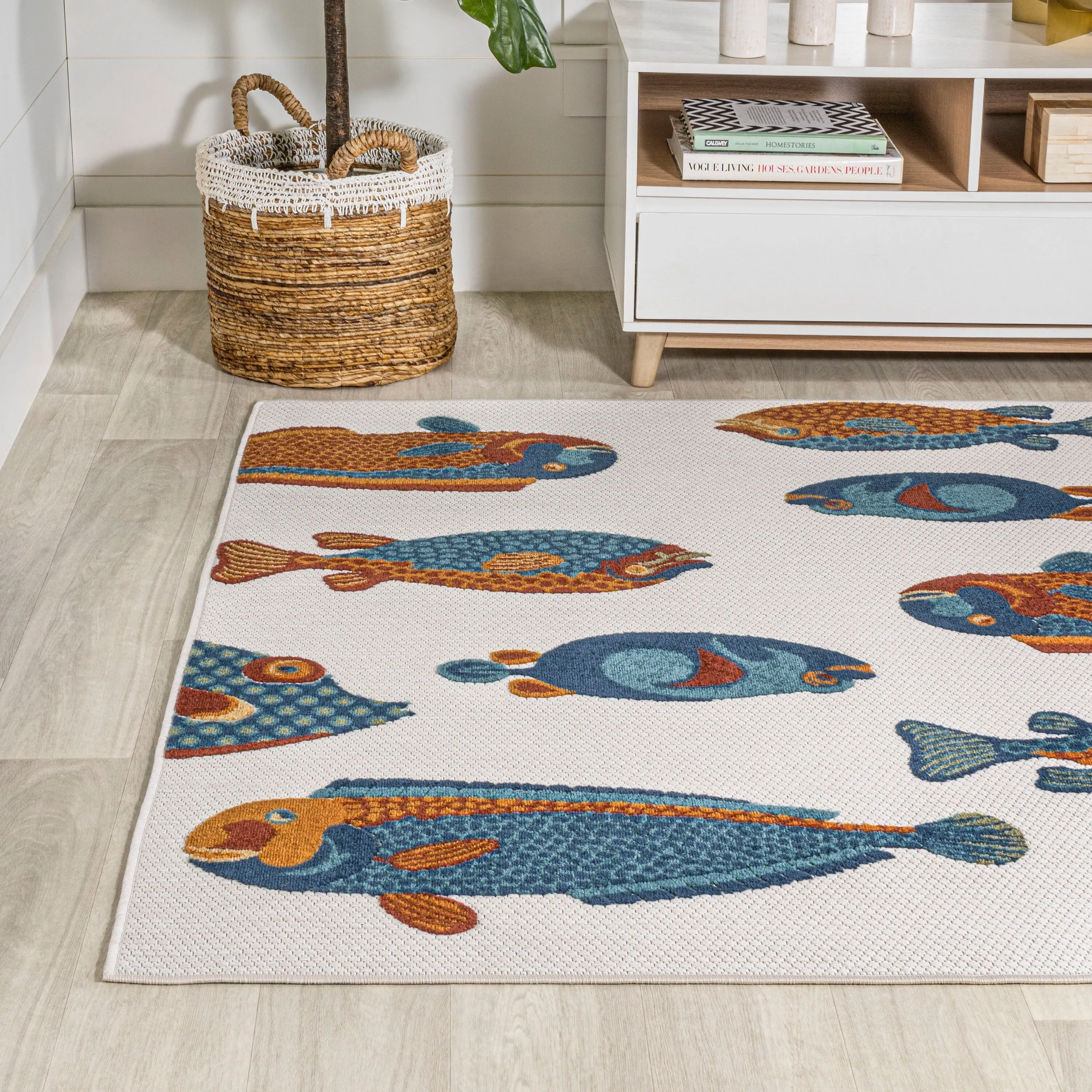 JONATHAN Y Aranciata Modern Fish High-Low Indoor/Outdoor Area Rug
