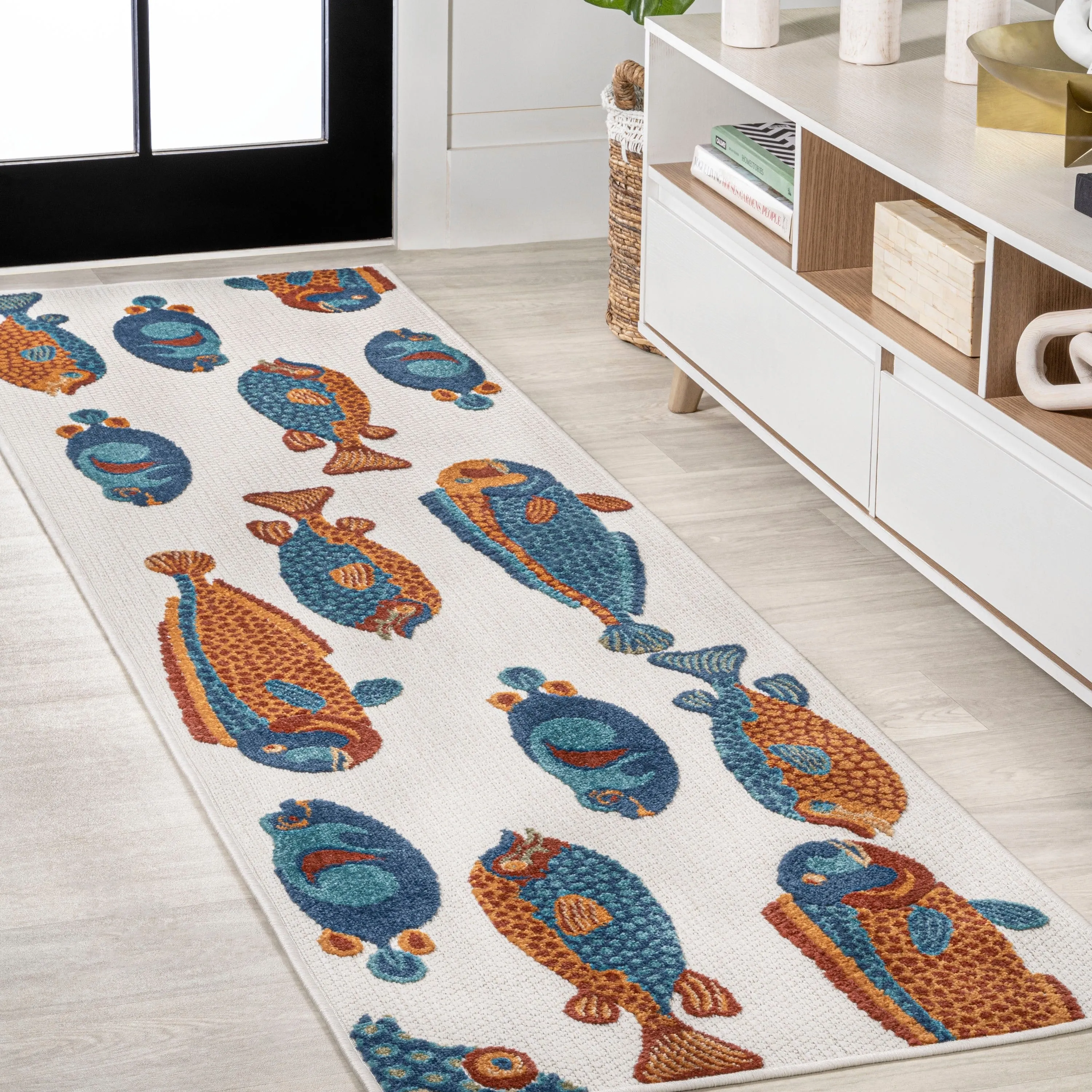 JONATHAN Y Aranciata Modern Fish High-Low Indoor/Outdoor Area Rug