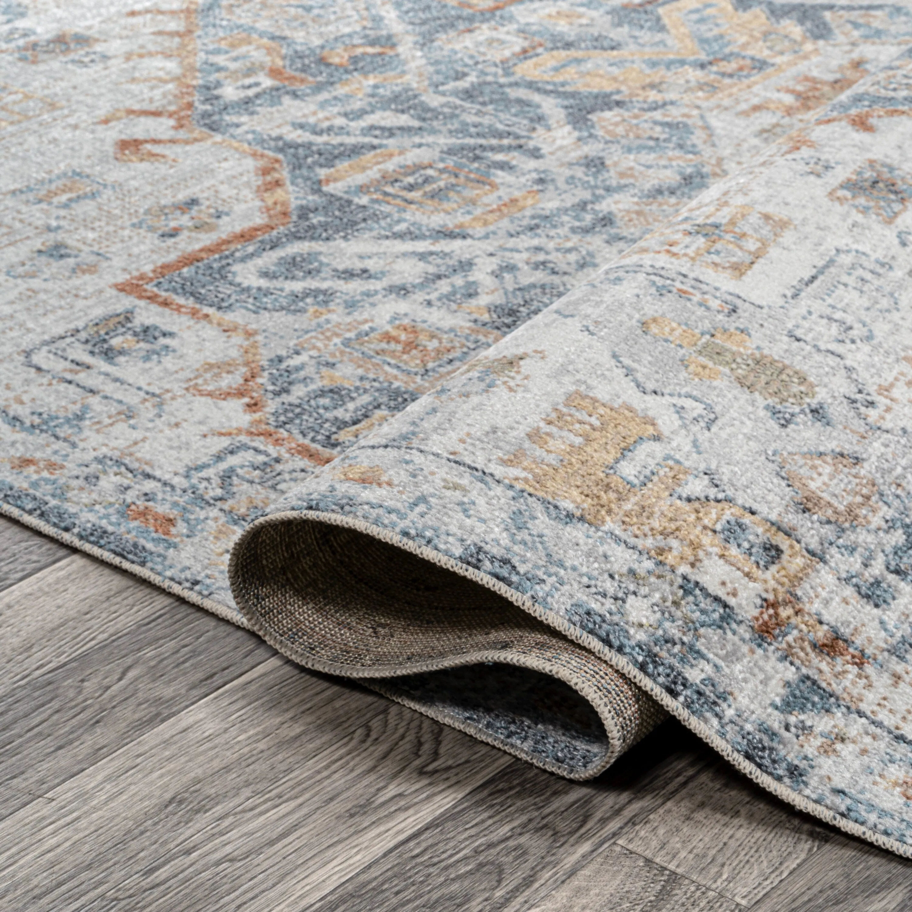 JONATHAN Y Brandy Bohemian Medallion Low-Pile Machine-Washable Cream/Terra Area Rug