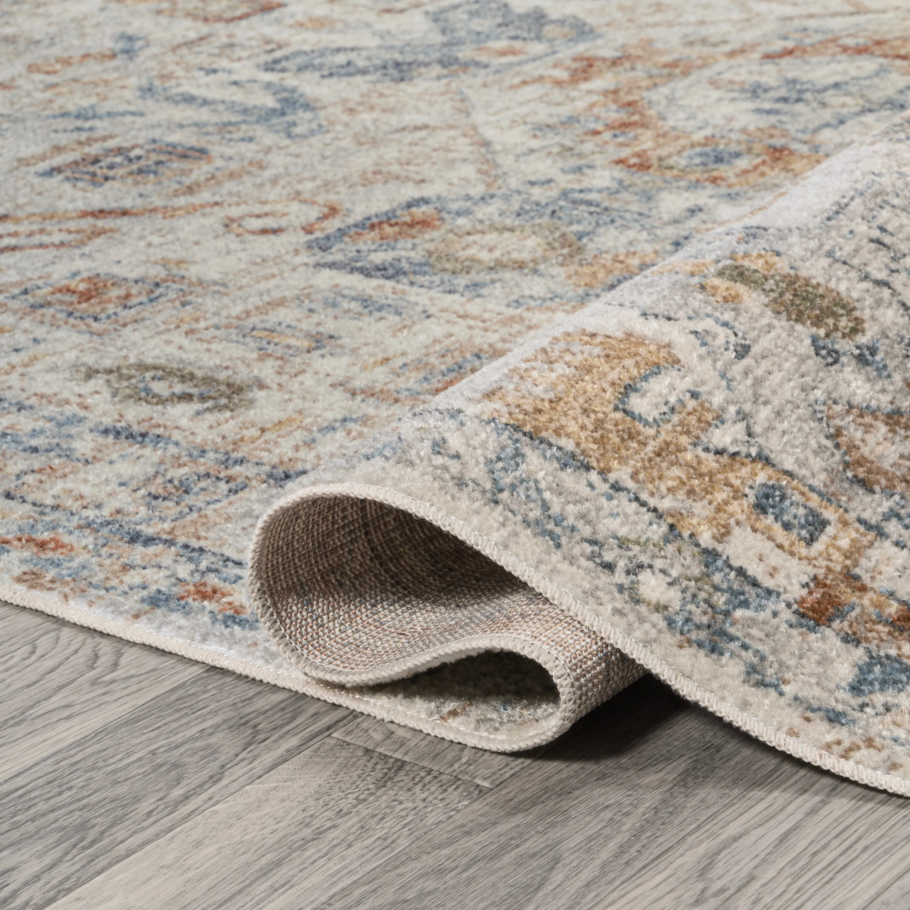JONATHAN Y Brandy Bohemian Medallion Low-Pile Machine-Washable Cream/Terra Area Rug