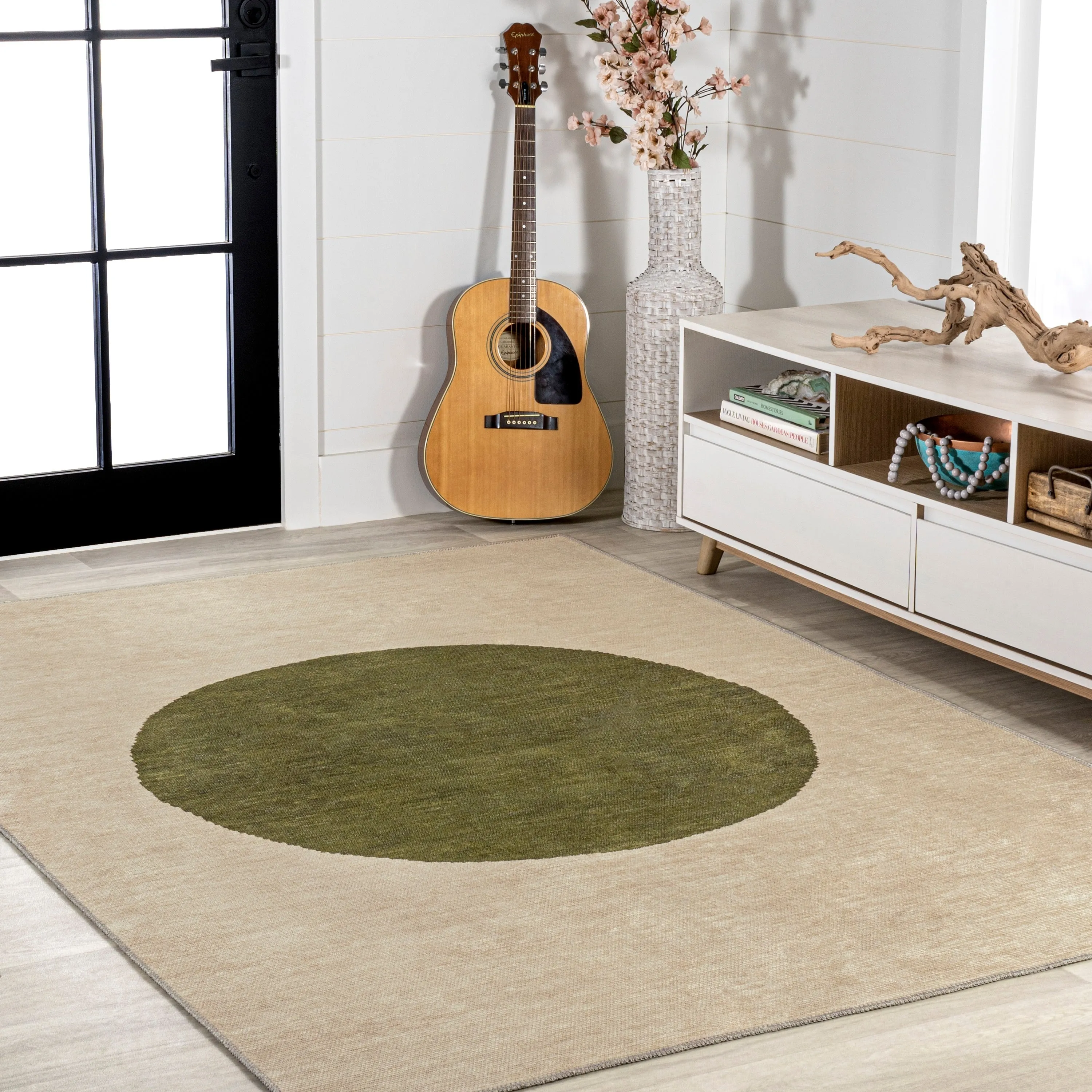JONATHAN Y Demie Bohemian Textured Weave Floral Machine Washable Area Rug