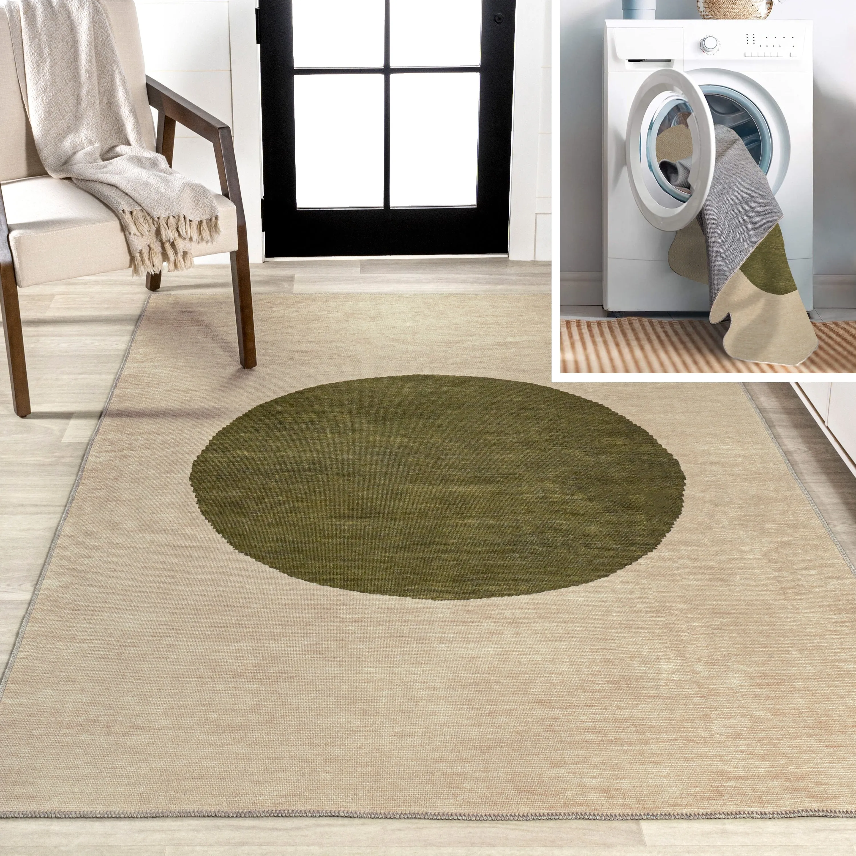 JONATHAN Y Demie Bohemian Textured Weave Floral Machine Washable Area Rug