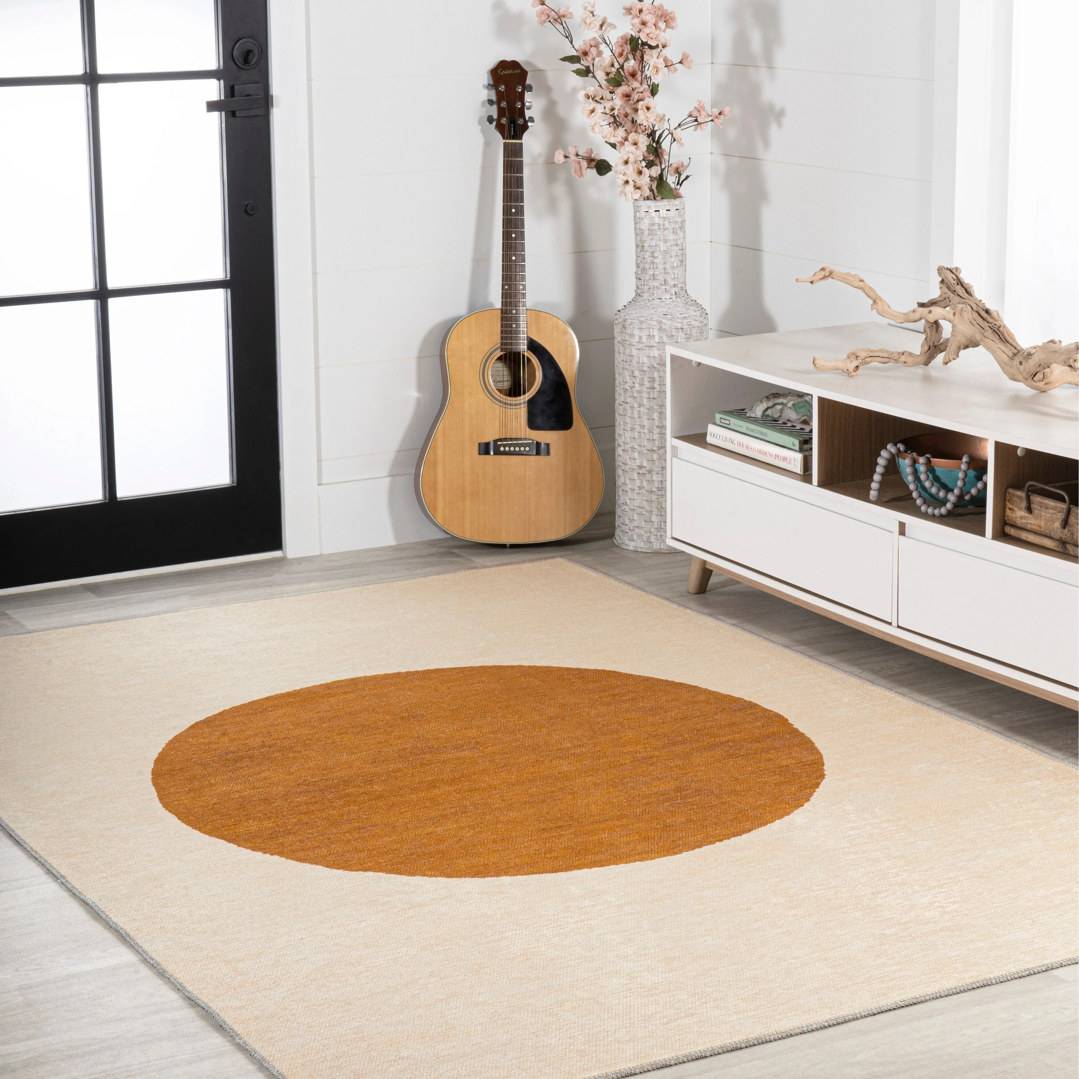 JONATHAN Y Demie Bohemian Textured Weave Floral Machine Washable Area Rug