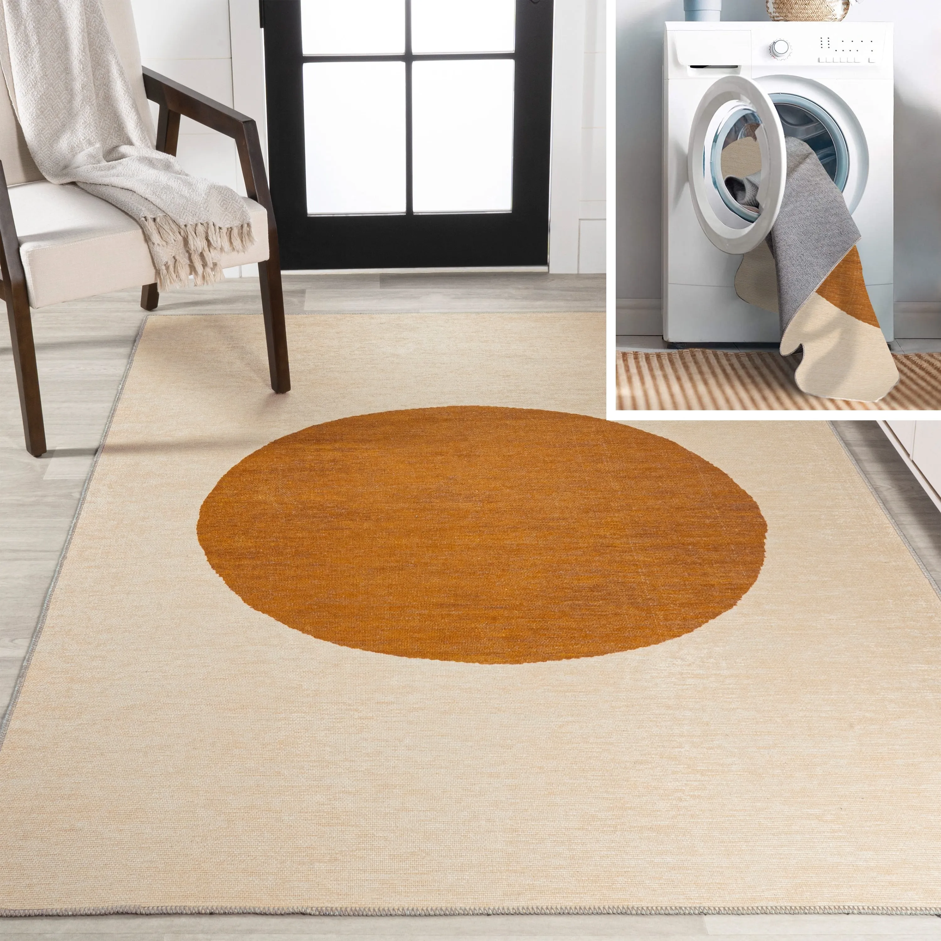JONATHAN Y Demie Bohemian Textured Weave Floral Machine Washable Area Rug