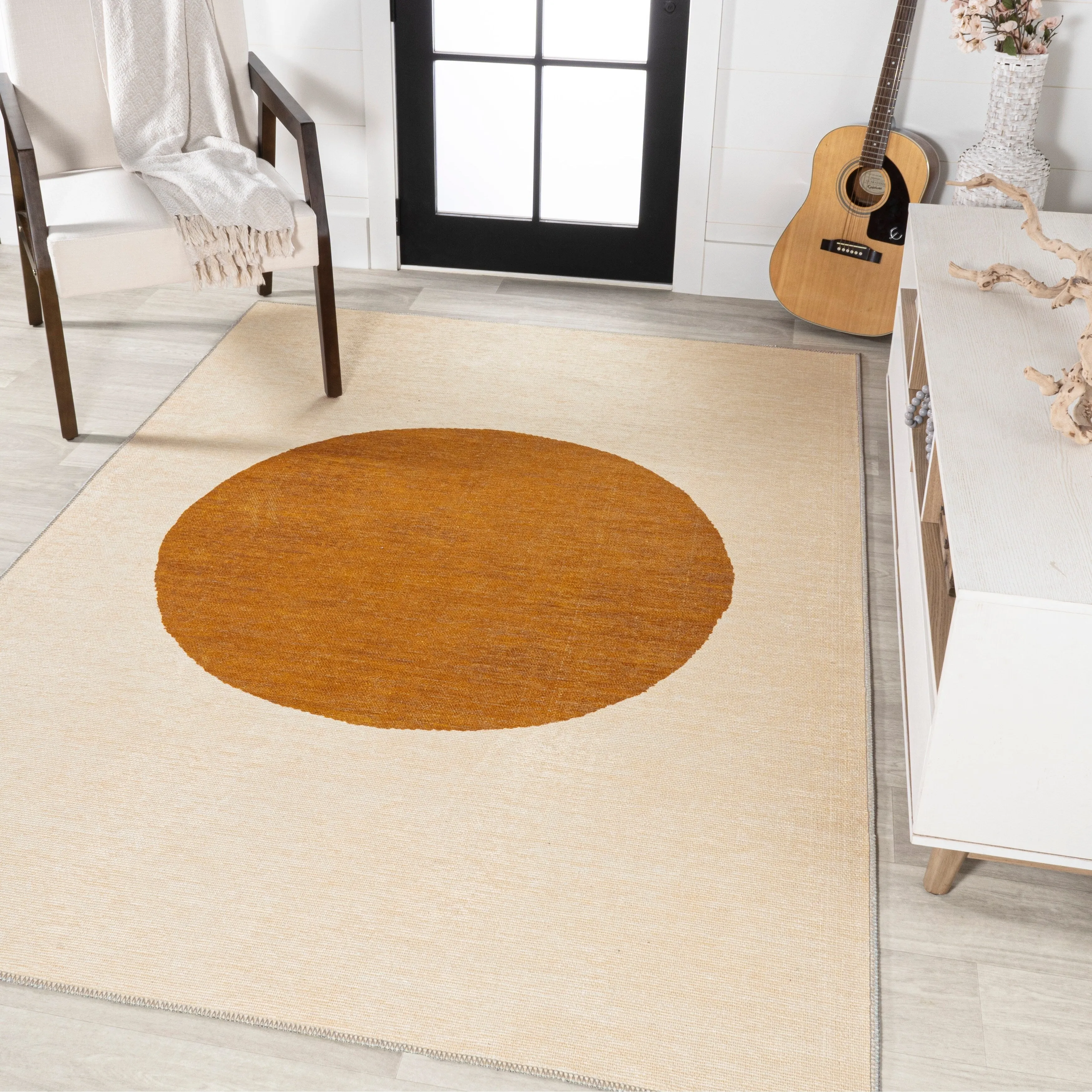 JONATHAN Y Demie Bohemian Textured Weave Floral Machine Washable Area Rug