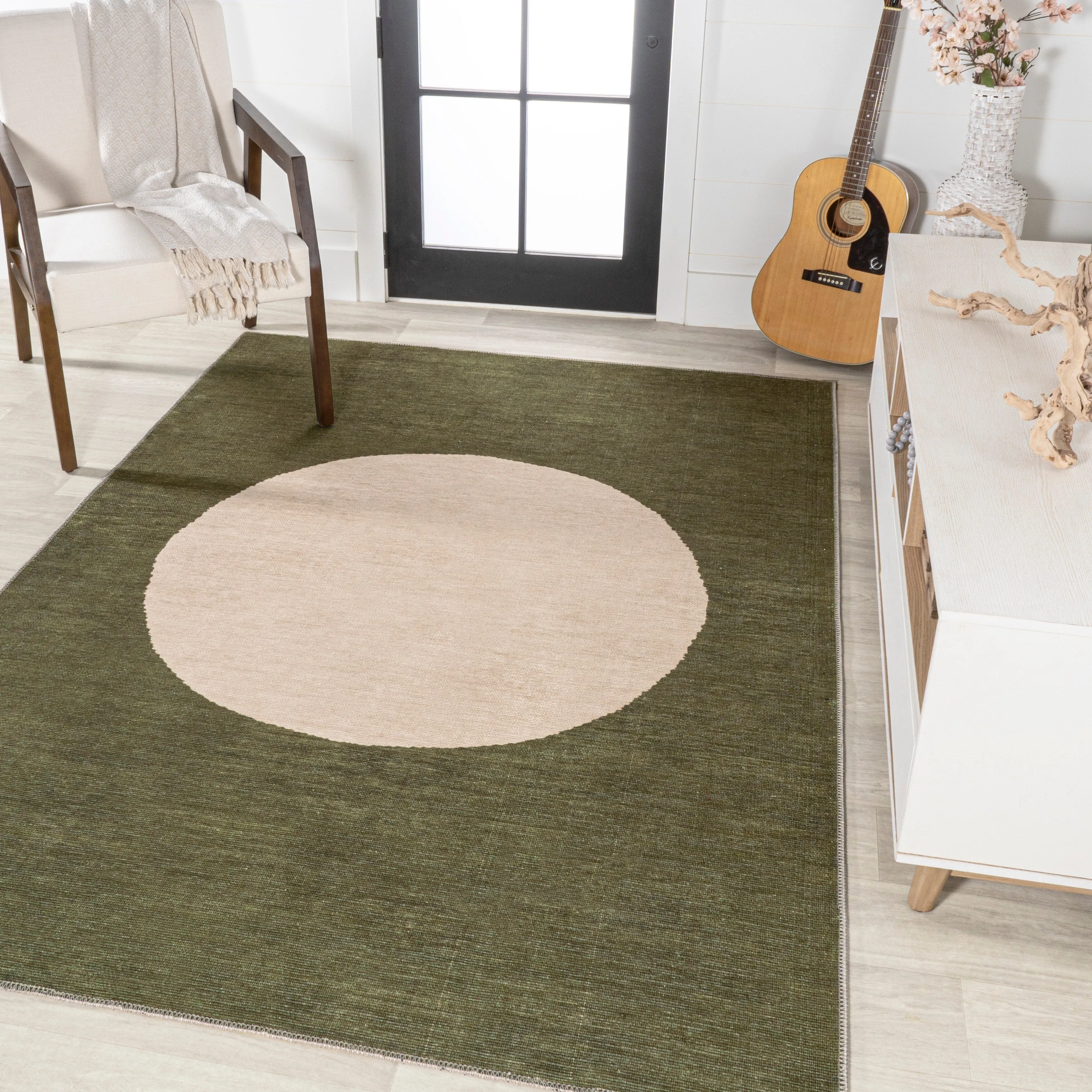 JONATHAN Y Demie Bohemian Textured Weave Floral Machine Washable Area Rug
