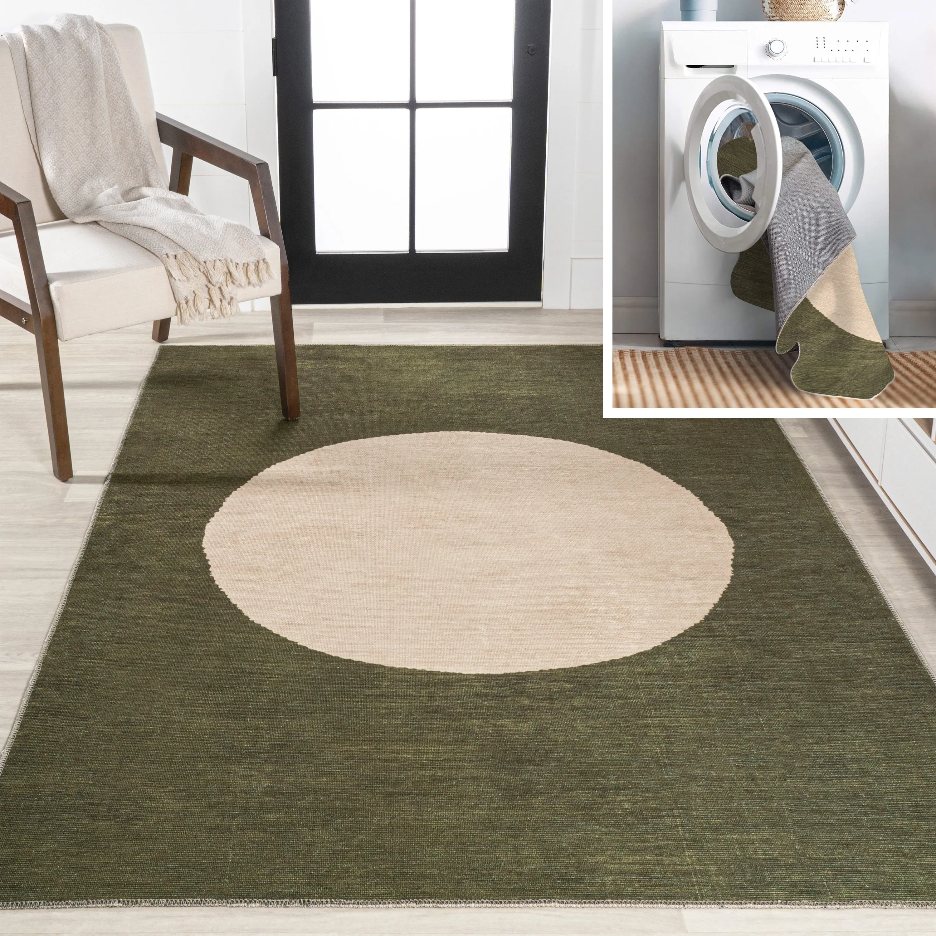 JONATHAN Y Demie Bohemian Textured Weave Floral Machine Washable Area Rug