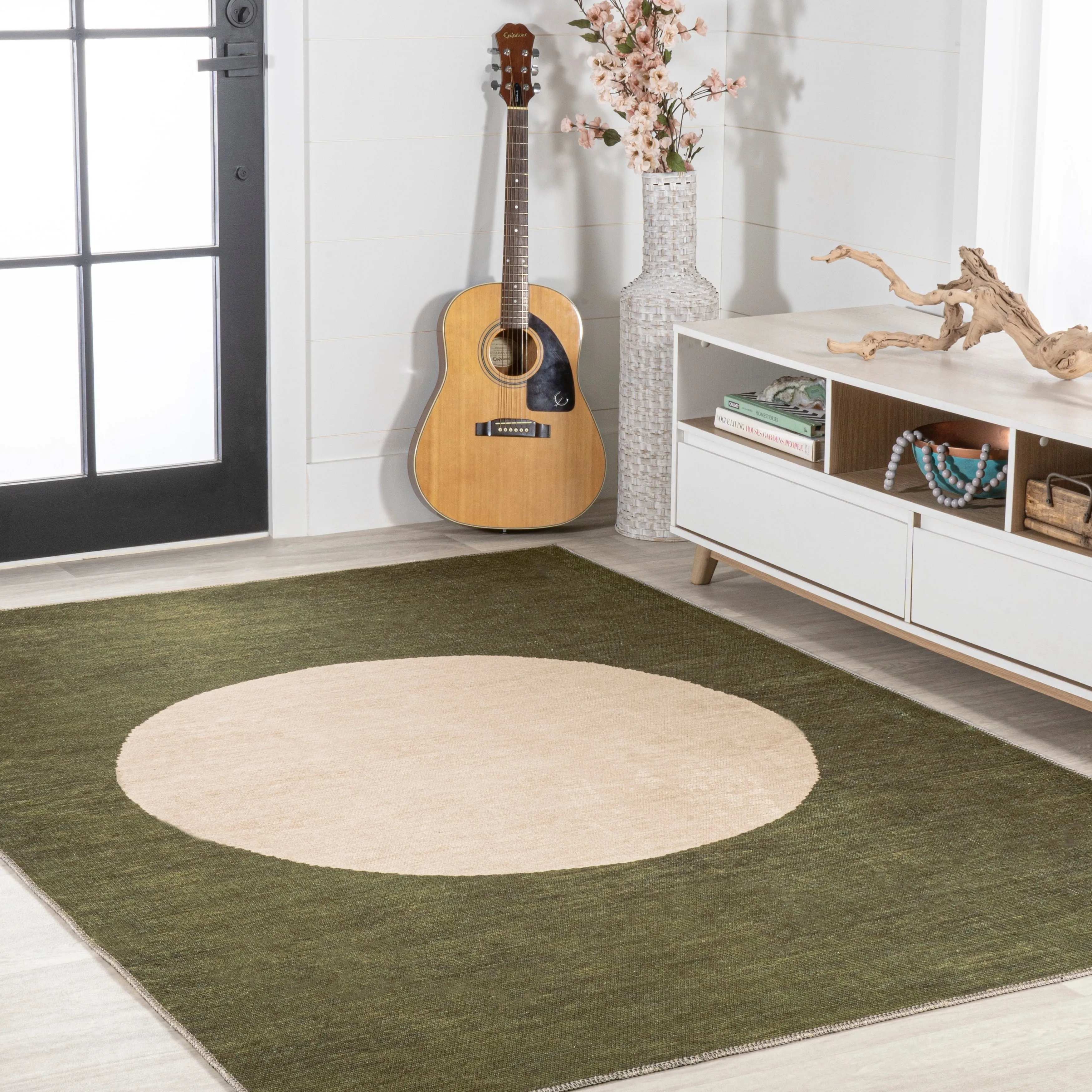 JONATHAN Y Demie Bohemian Textured Weave Floral Machine Washable Area Rug