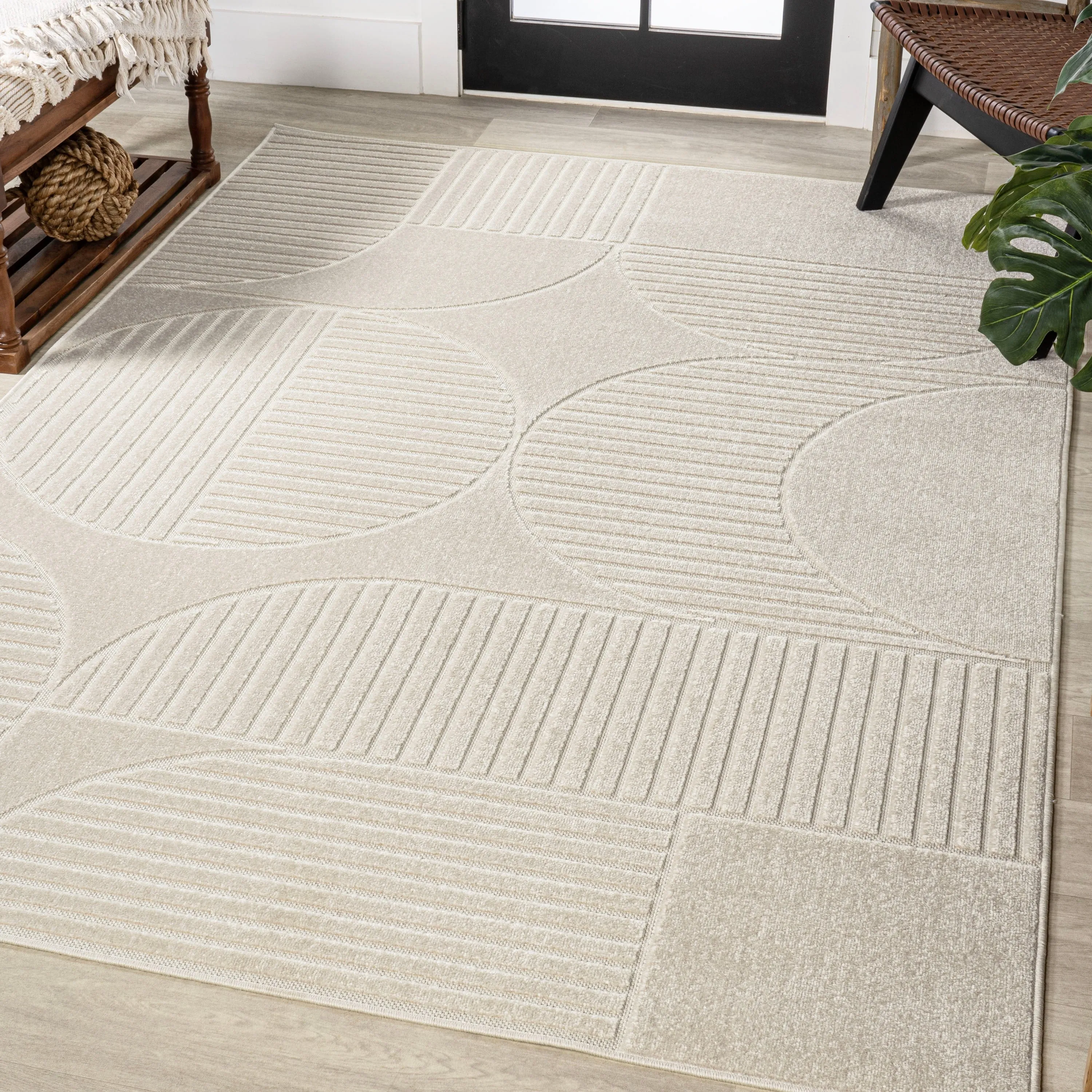 JONATHAN Y Dila Geometric Arch Scandi Striped Ivory/Cream Area Rug