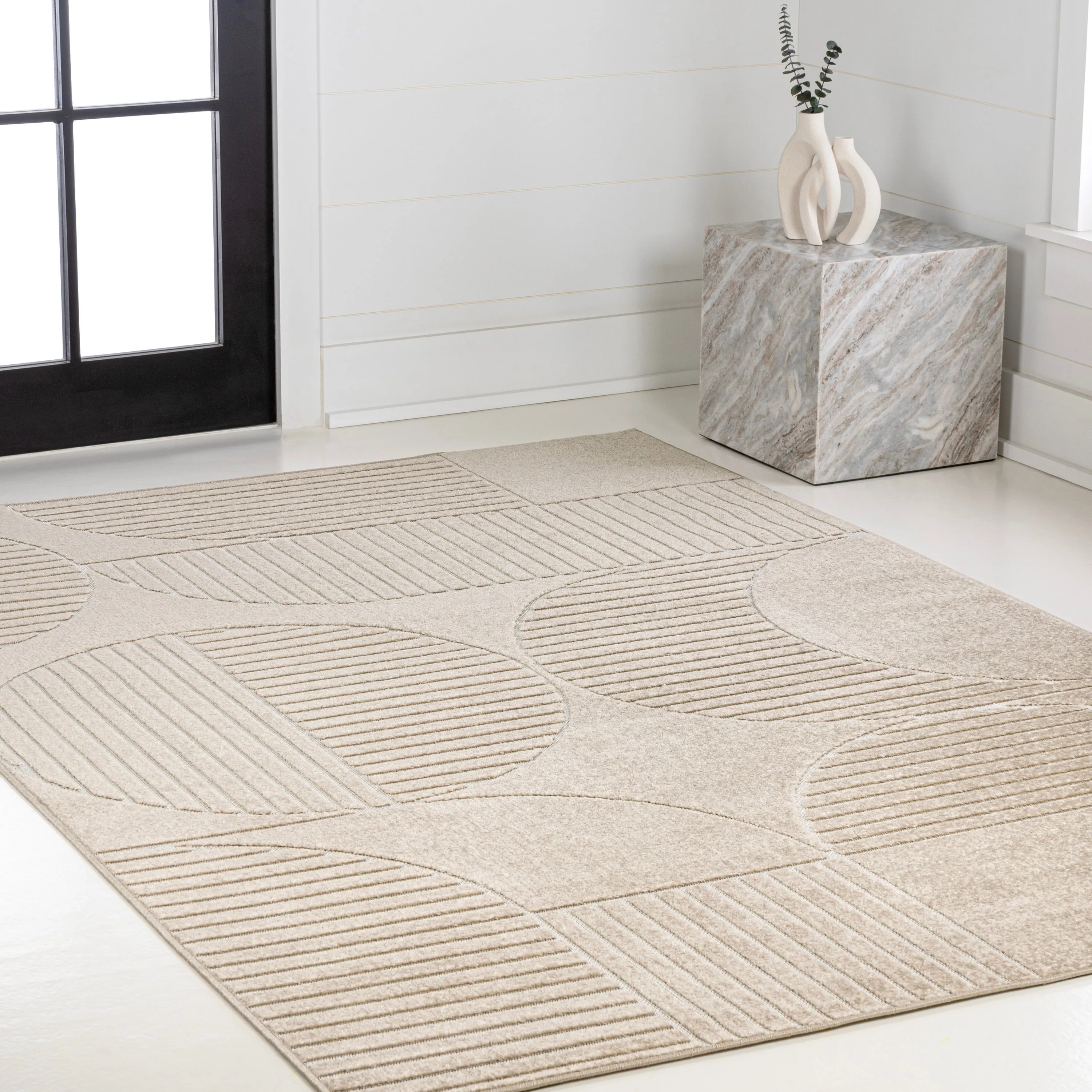 JONATHAN Y Dila Geometric Arch Scandi Striped Ivory/Cream Area Rug