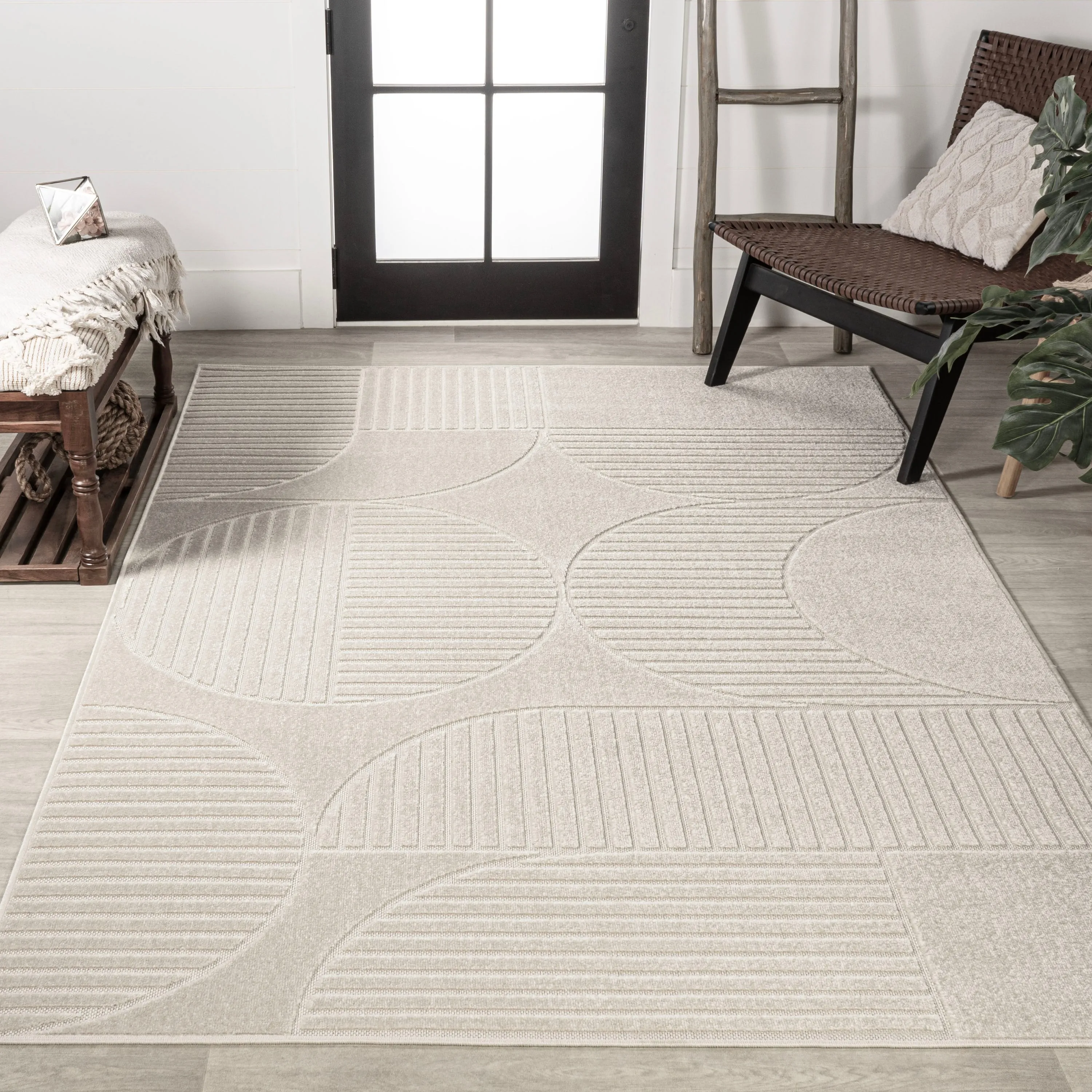 JONATHAN Y Dila Geometric Arch Scandi Striped Ivory/Cream Area Rug