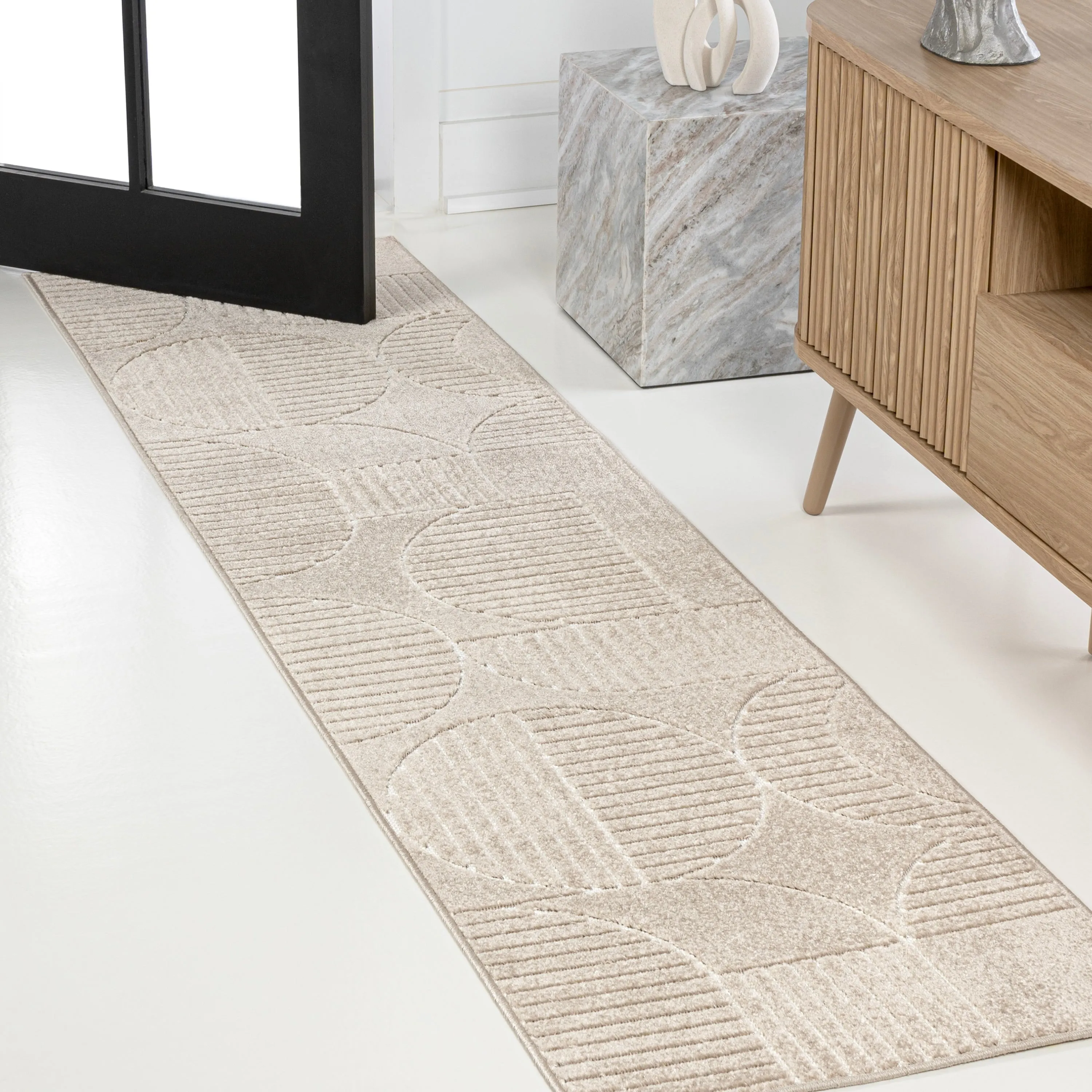 JONATHAN Y Dila Geometric Arch Scandi Striped Ivory/Cream Area Rug