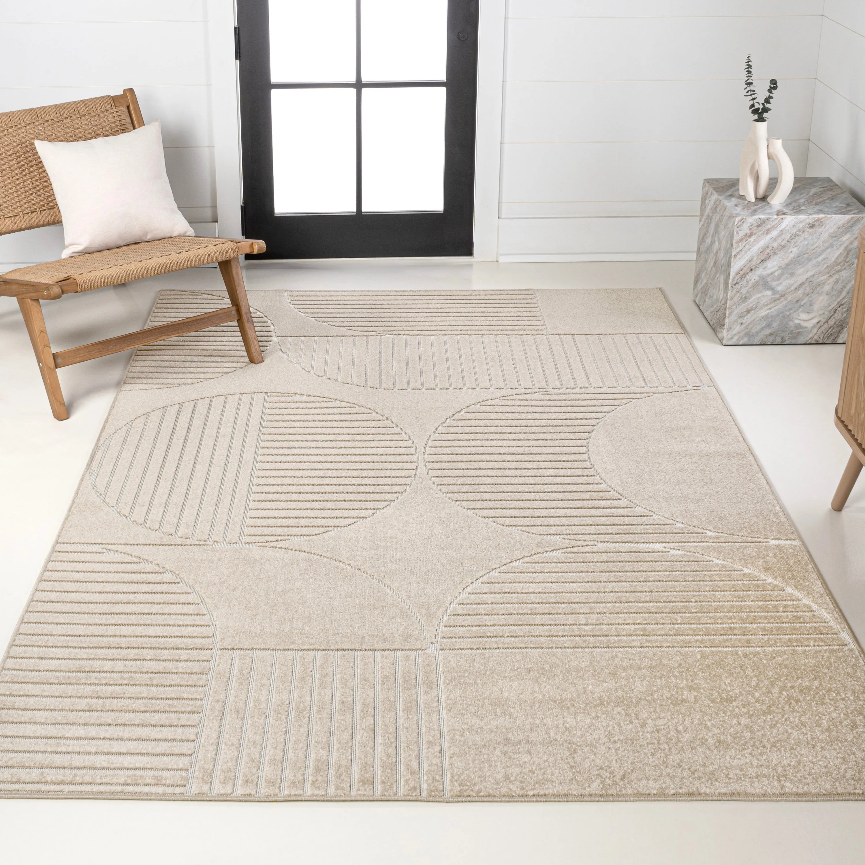 JONATHAN Y Dila Geometric Arch Scandi Striped Ivory/Cream Area Rug