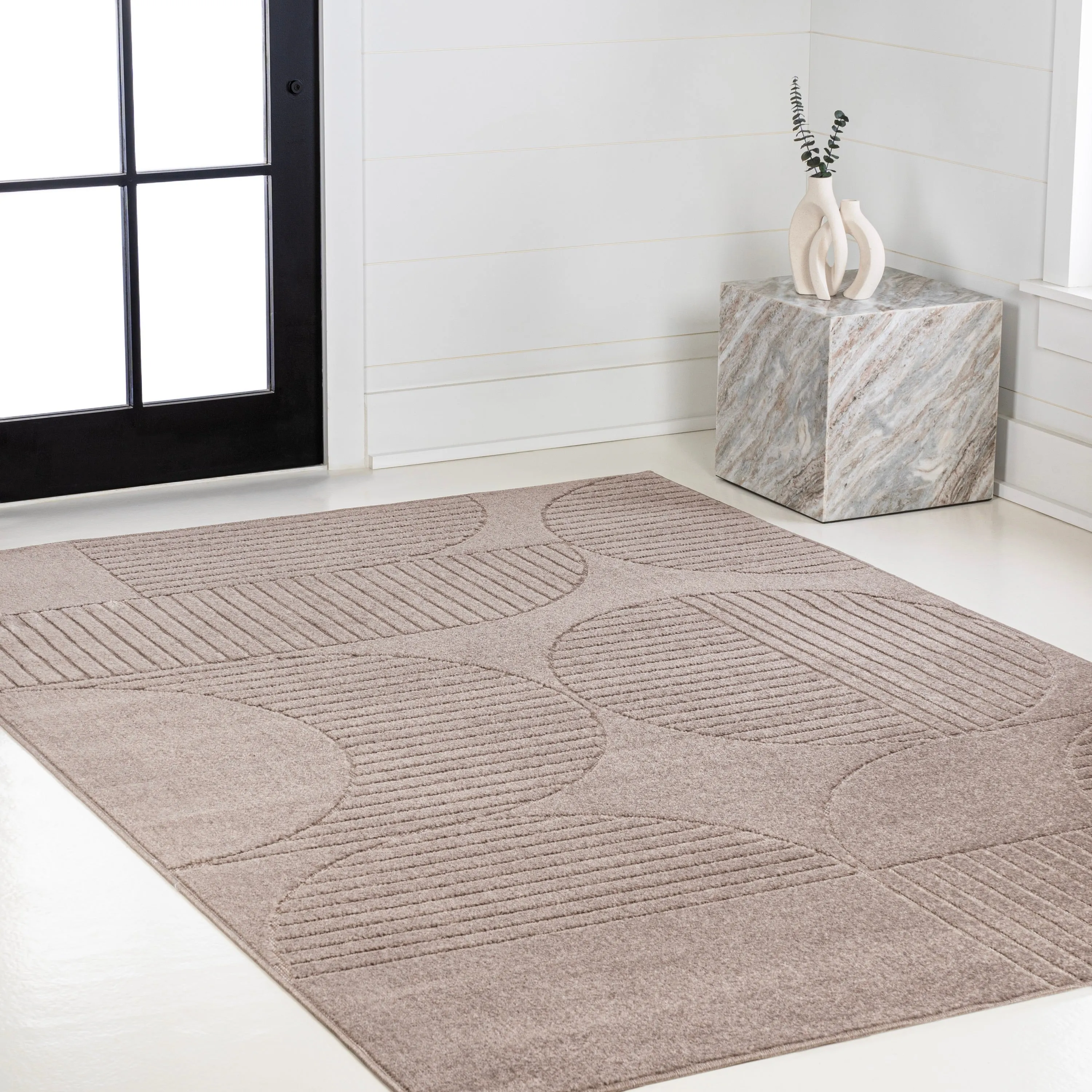 JONATHAN Y Dila Geometric Arch Scandi Striped Ivory/Cream Area Rug