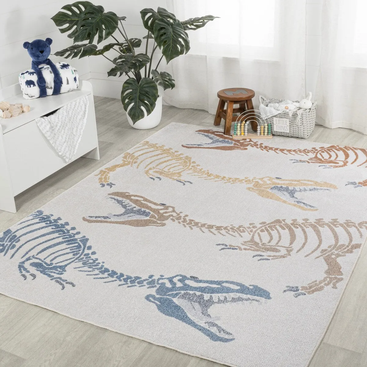 JONATHAN Y Duenas T-Rex Modern Kids Machine-Washable Area Rug