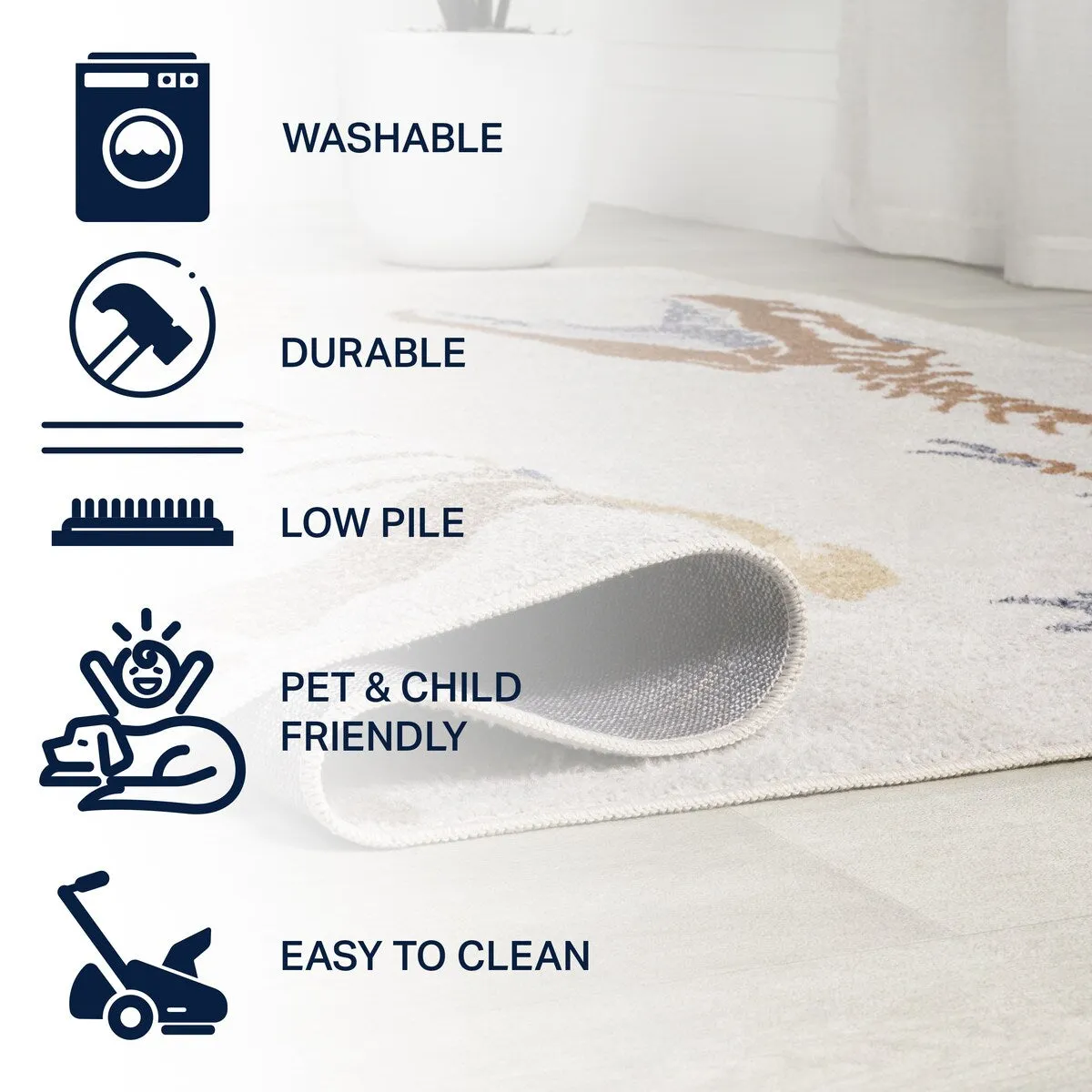 JONATHAN Y Duenas T-Rex Modern Kids Machine-Washable Area Rug