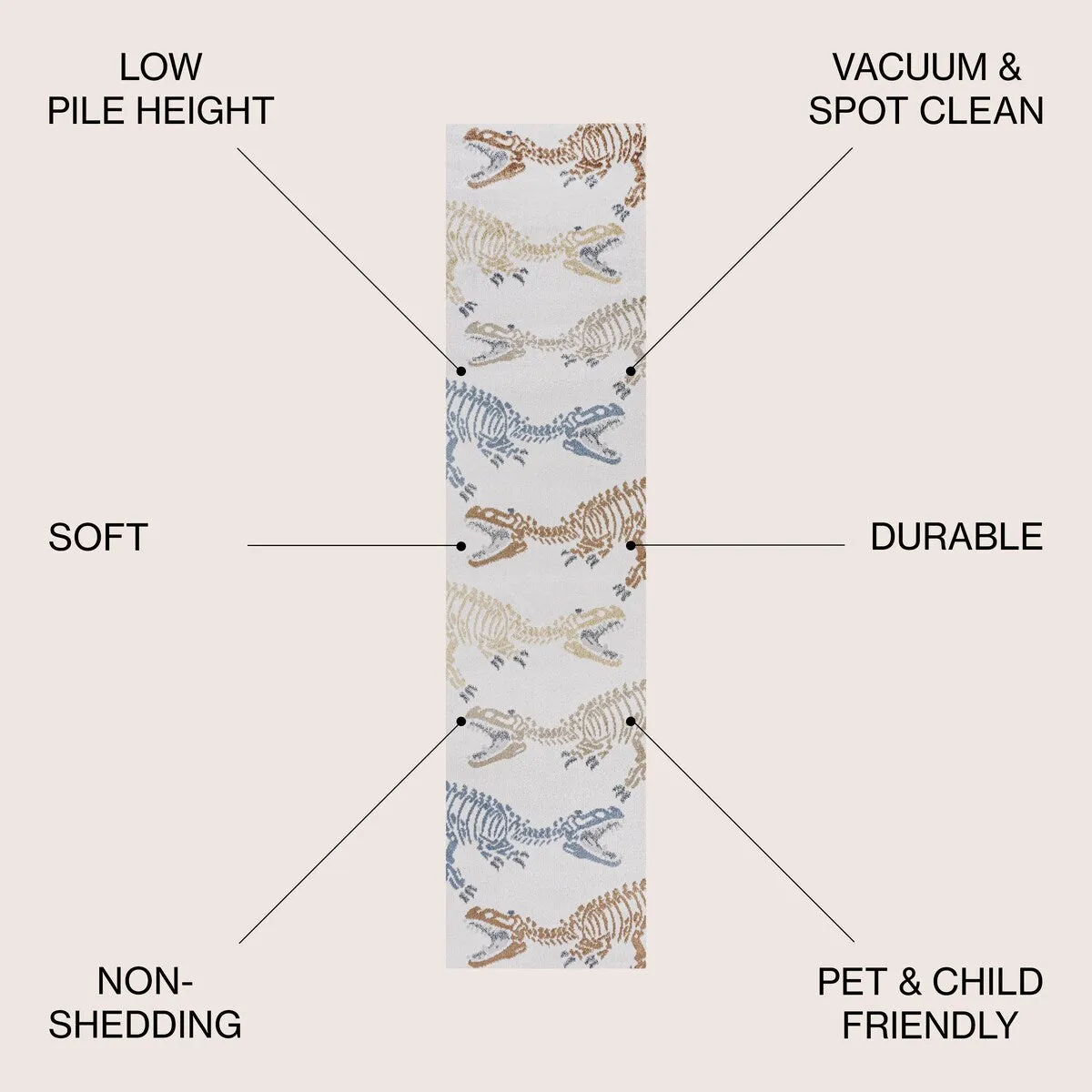 JONATHAN Y Duenas T-Rex Modern Kids Machine-Washable Area Rug