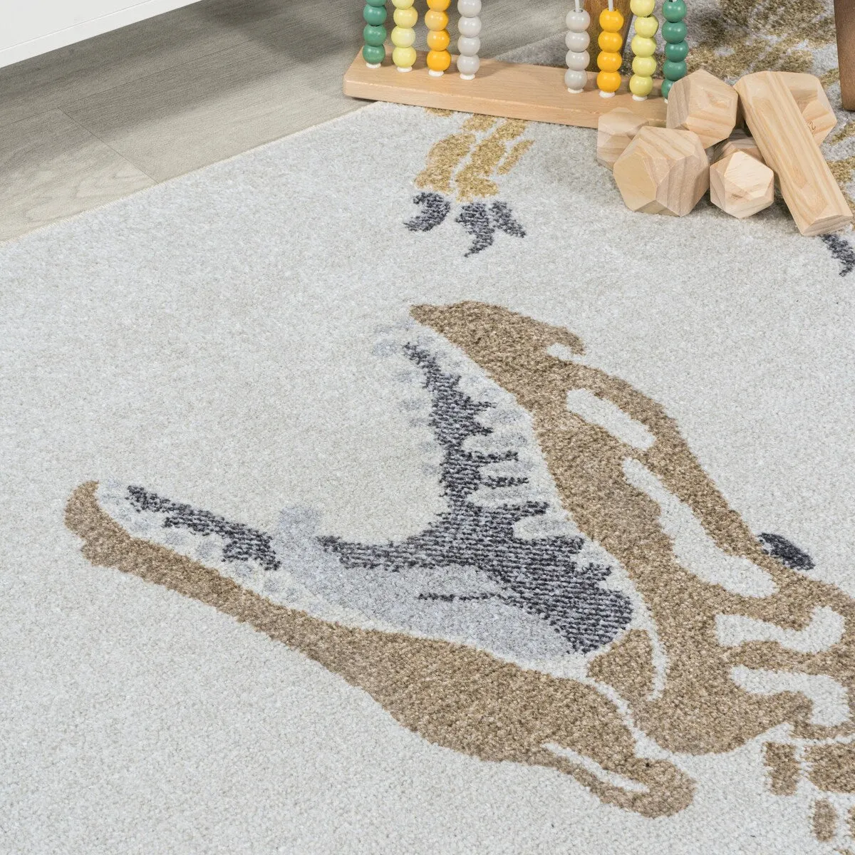 JONATHAN Y Duenas T-Rex Modern Kids Machine-Washable Area Rug