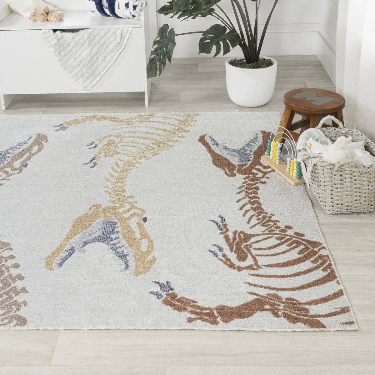 JONATHAN Y Duenas T-Rex Modern Kids Machine-Washable Area Rug