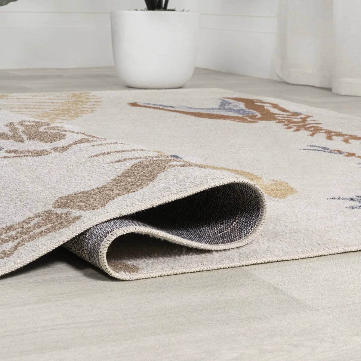 JONATHAN Y Duenas T-Rex Modern Kids Machine-Washable Area Rug