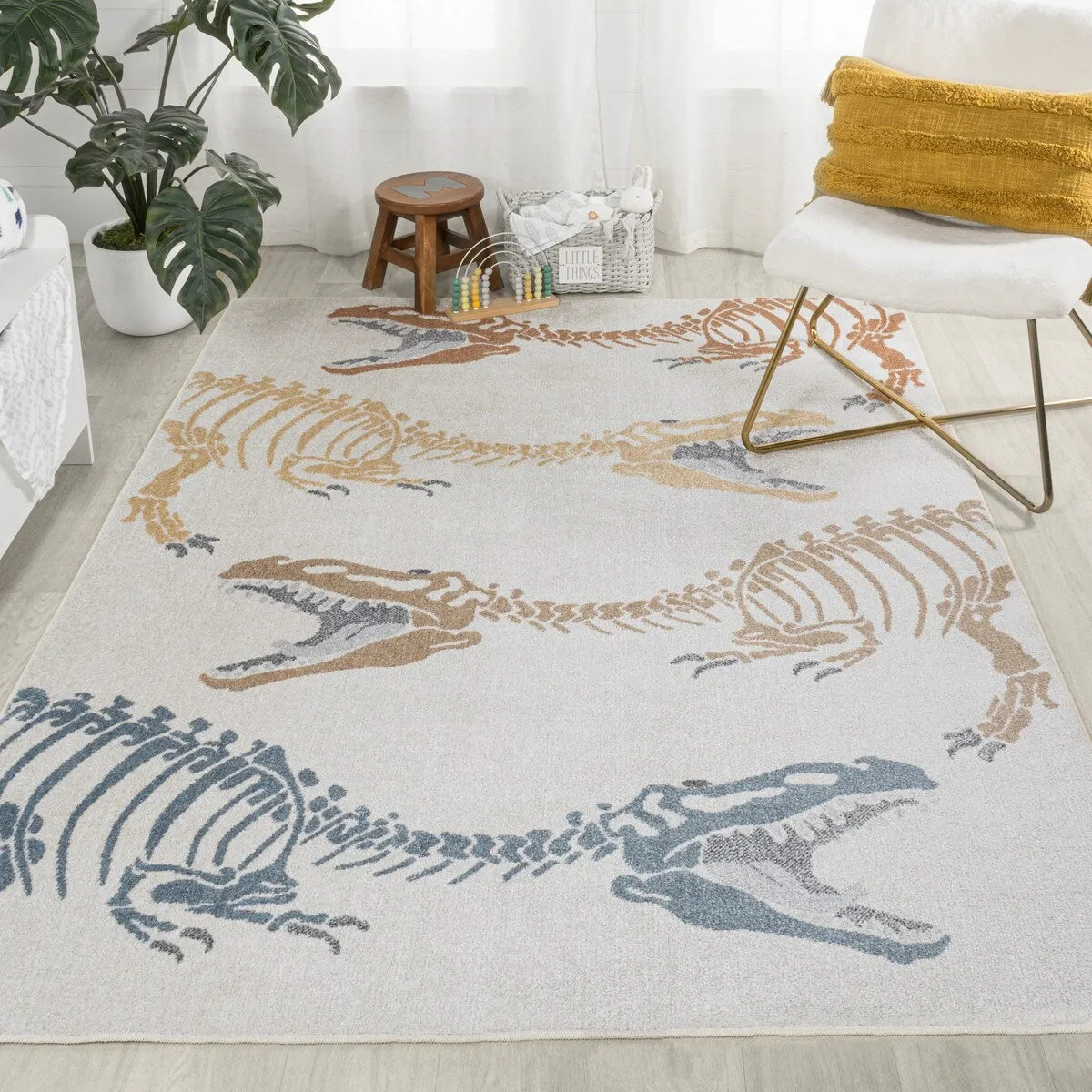 JONATHAN Y Duenas T-Rex Modern Kids Machine-Washable Area Rug