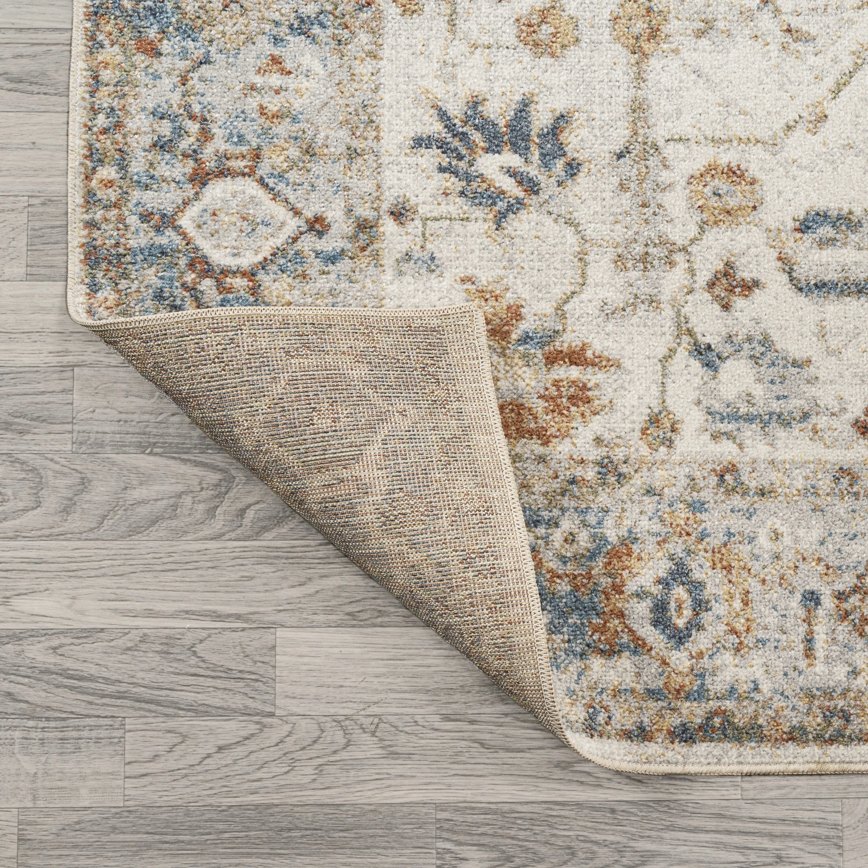 JONATHAN Y Edith Persian Border Low-Pile Machine-Washable Cream/Terra Area Rug