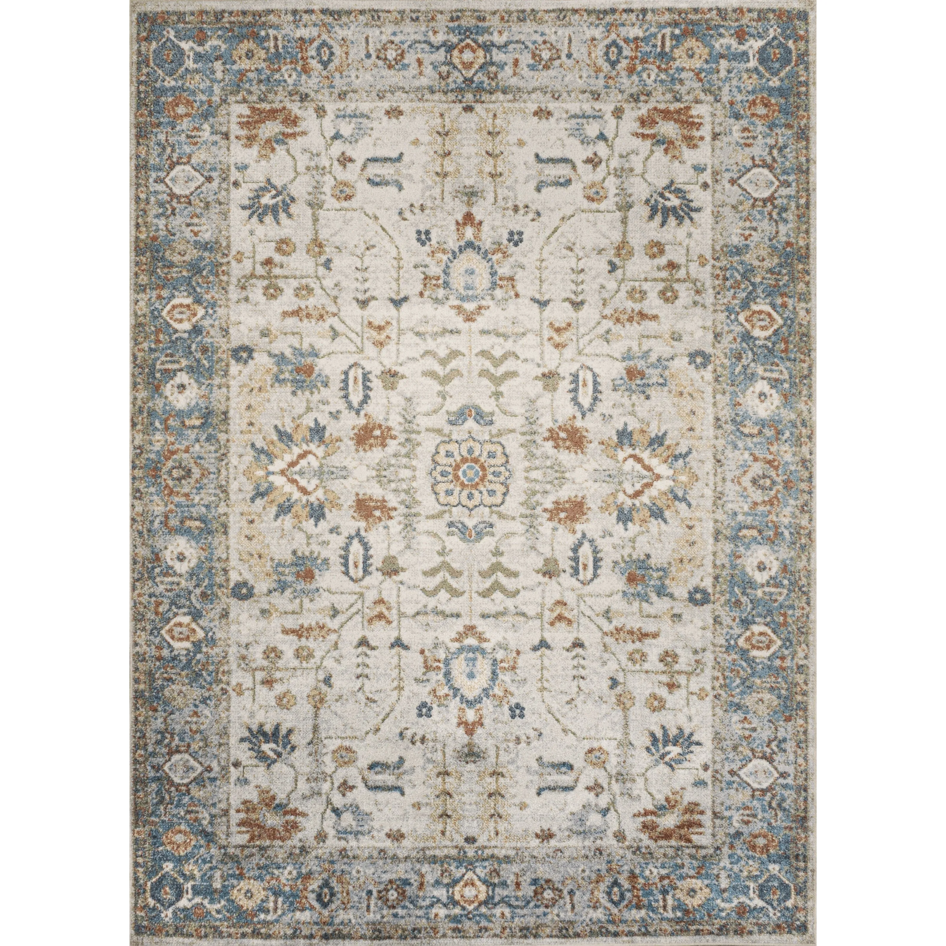 JONATHAN Y Edith Persian Border Low-Pile Machine-Washable Cream/Terra Area Rug
