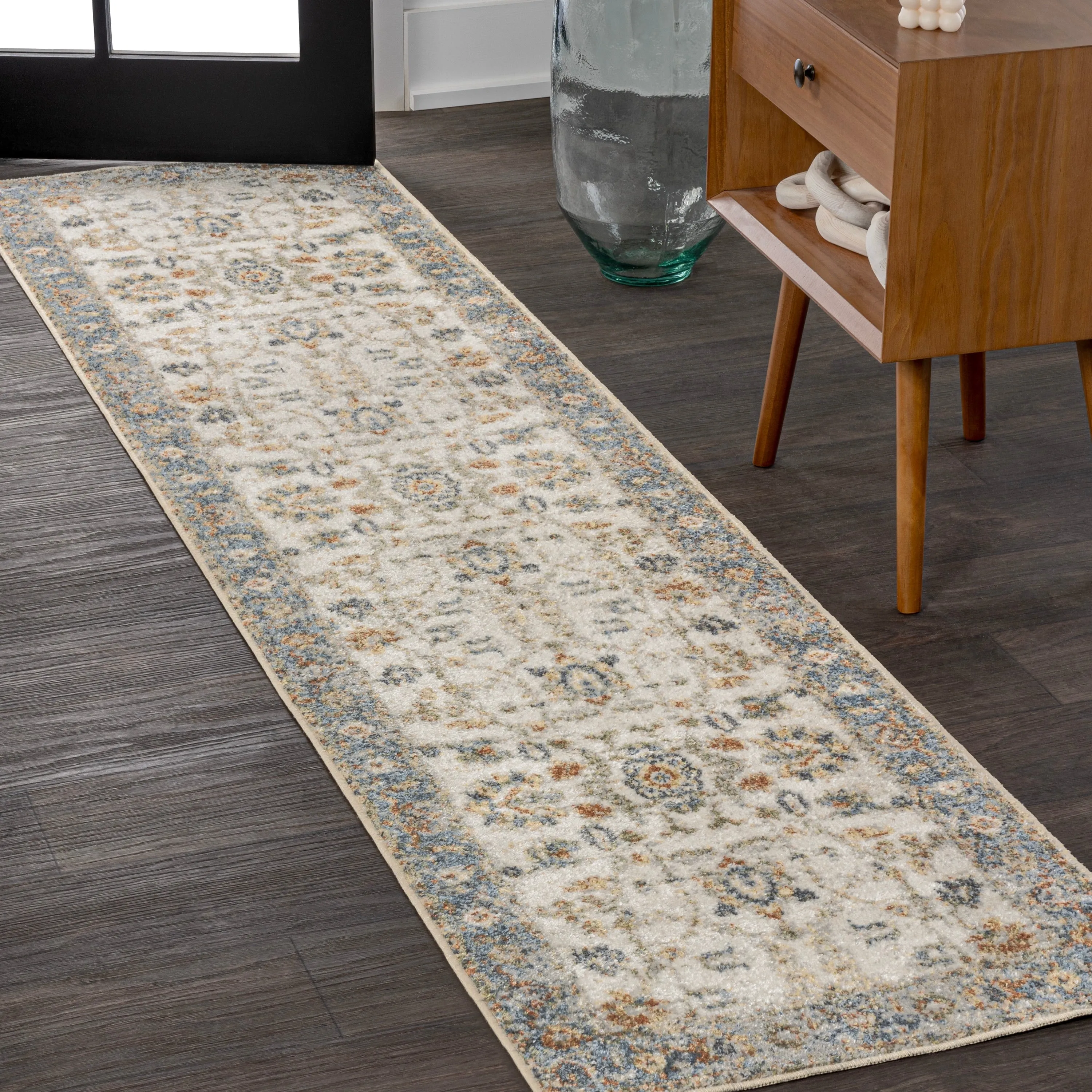 JONATHAN Y Edith Persian Border Low-Pile Machine-Washable Cream/Terra Area Rug
