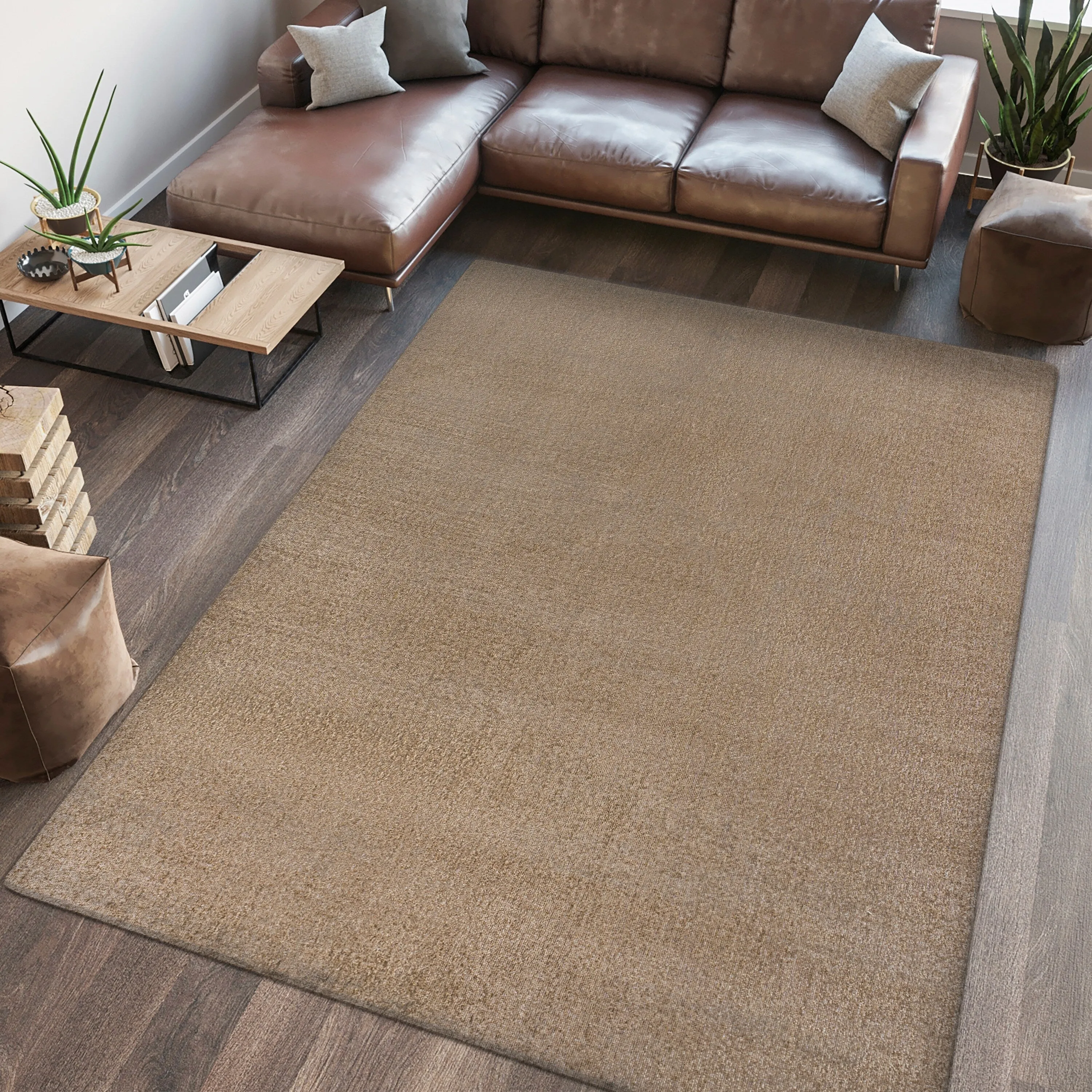 JONATHAN Y Fawning Classic Solid Low-Pile Machine-Washable Terra Area Rug