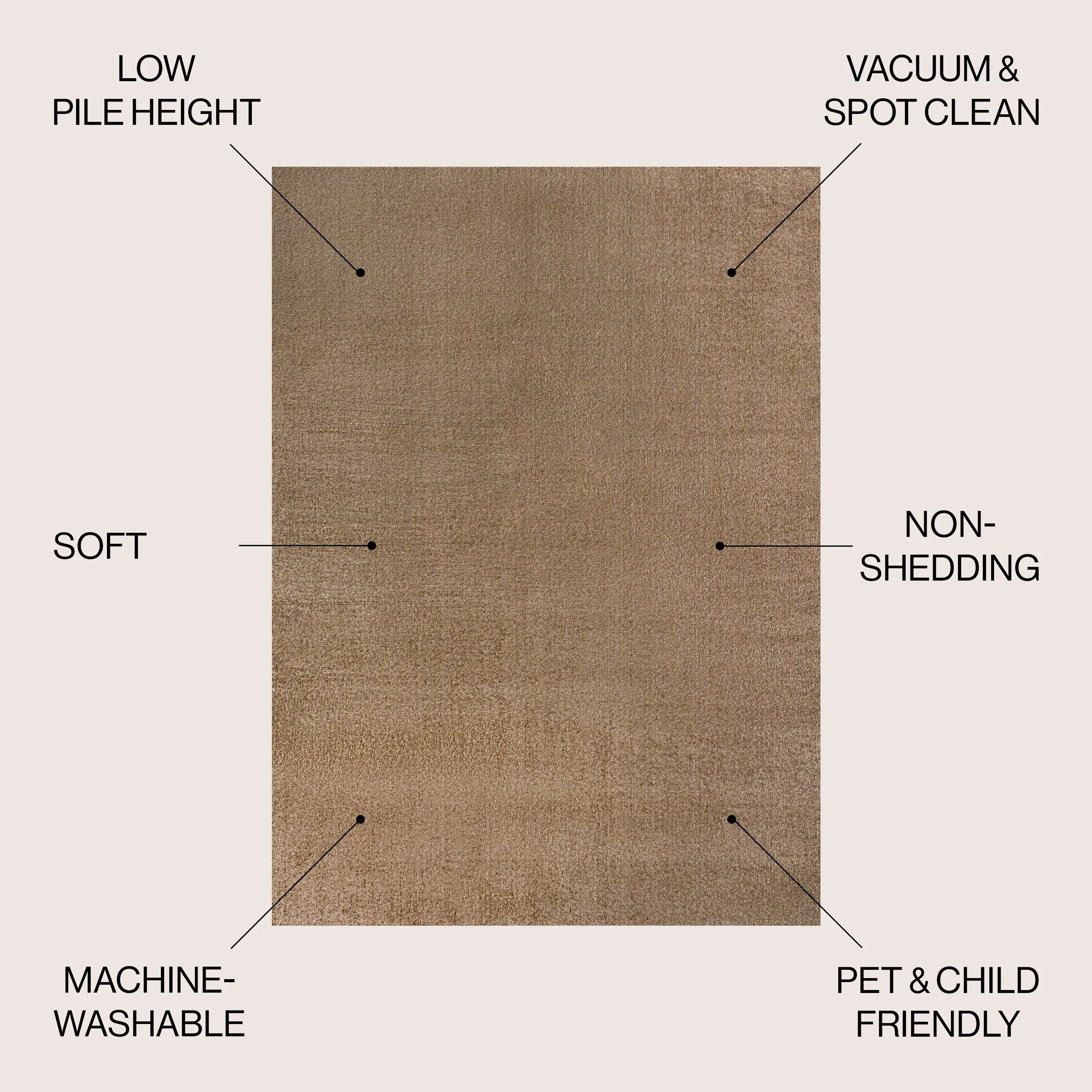 JONATHAN Y Fawning Classic Solid Low-Pile Machine-Washable Terra Area Rug