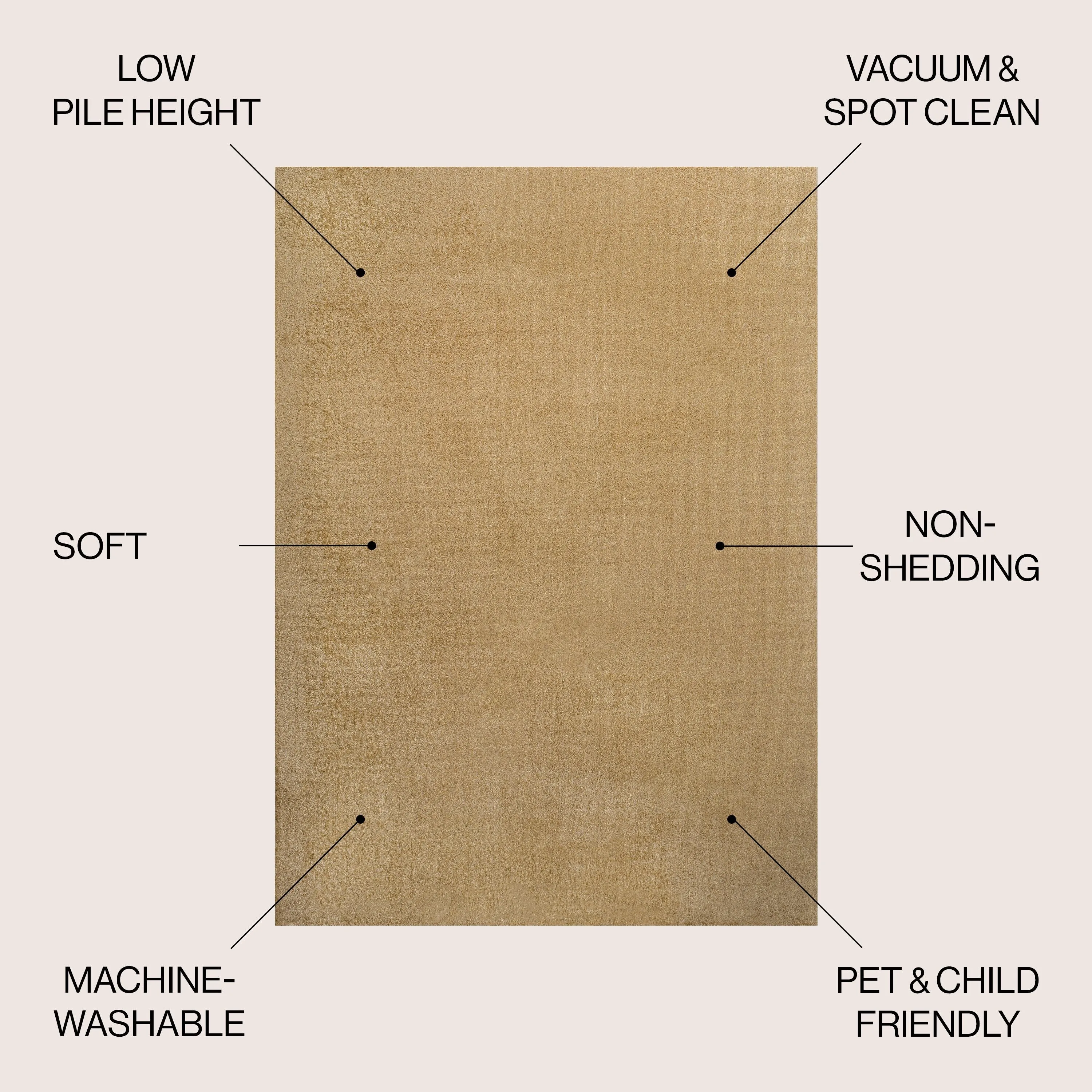 JONATHAN Y Fawning Classic Solid Low-Pile Machine-Washable Terra Area Rug
