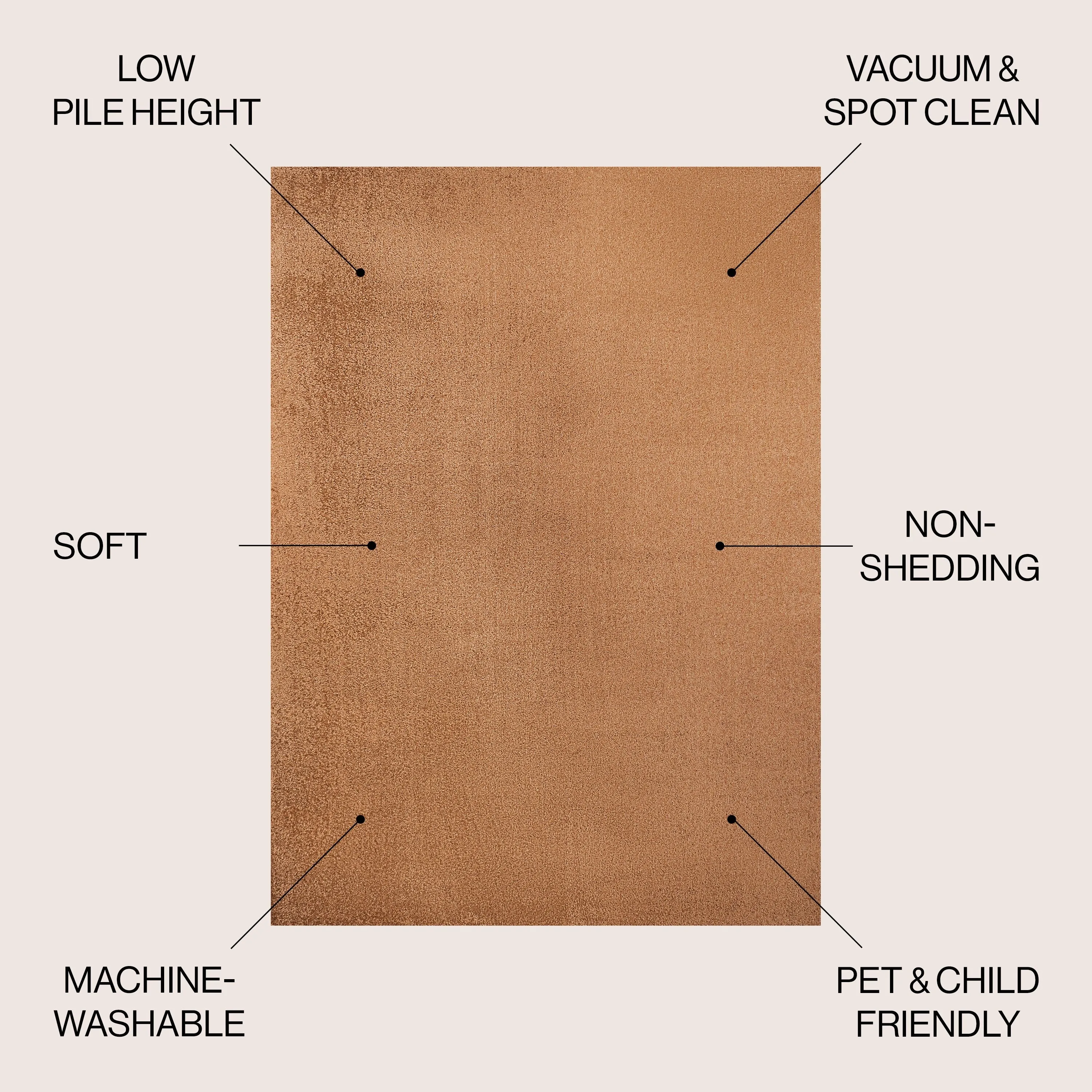 JONATHAN Y Fawning Classic Solid Low-Pile Machine-Washable Terra Area Rug