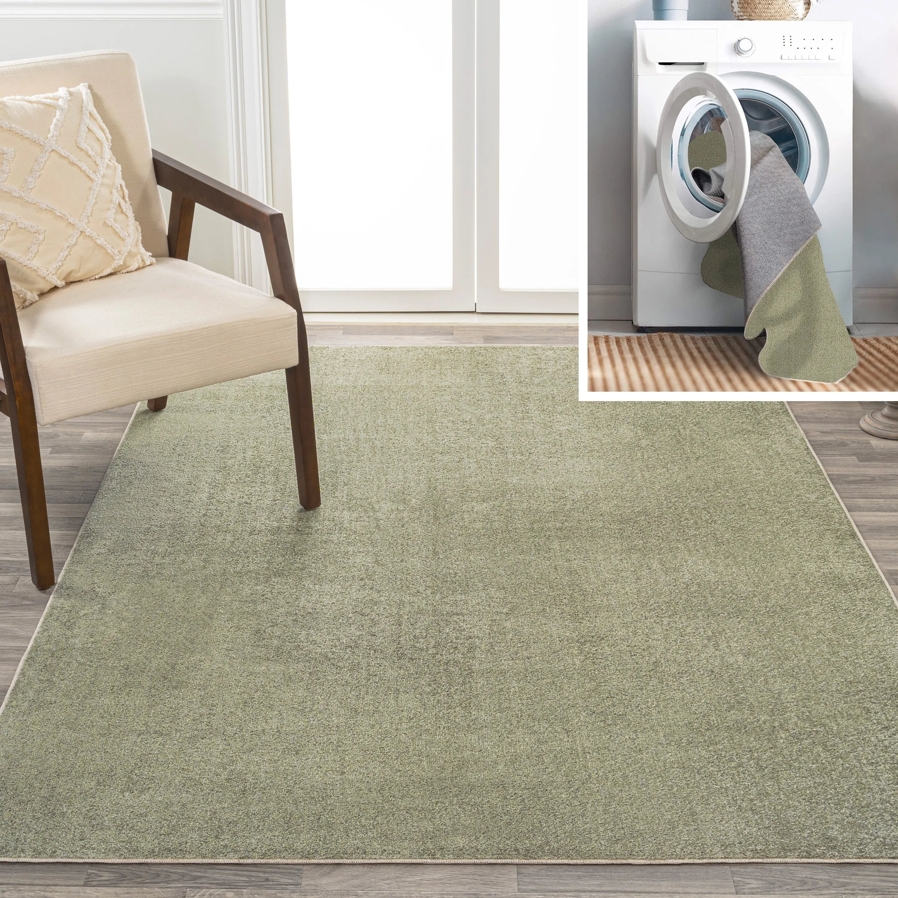 JONATHAN Y Fawning Classic Solid Low-Pile Machine-Washable Terra Area Rug