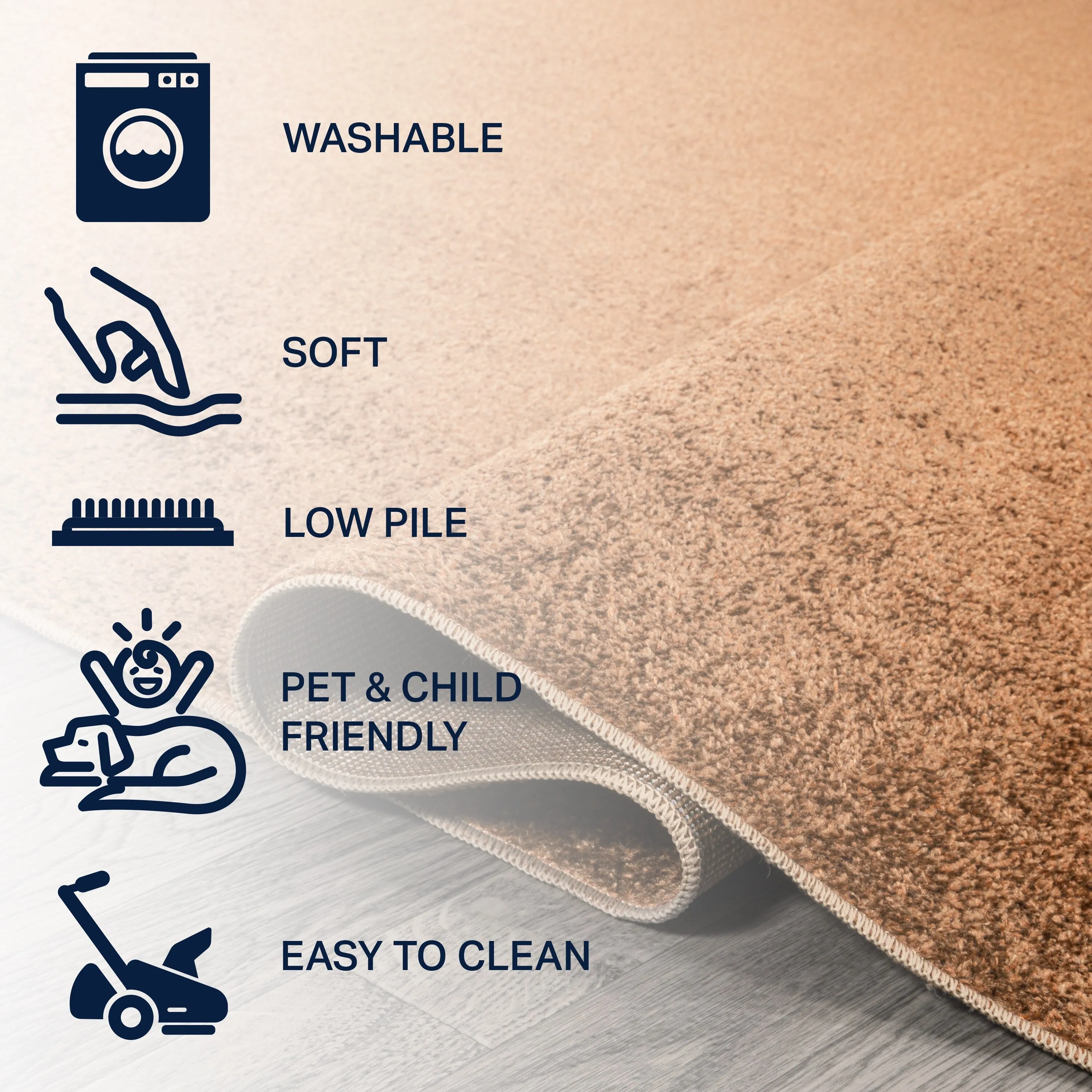 JONATHAN Y Fawning Classic Solid Low-Pile Machine-Washable Terra Area Rug