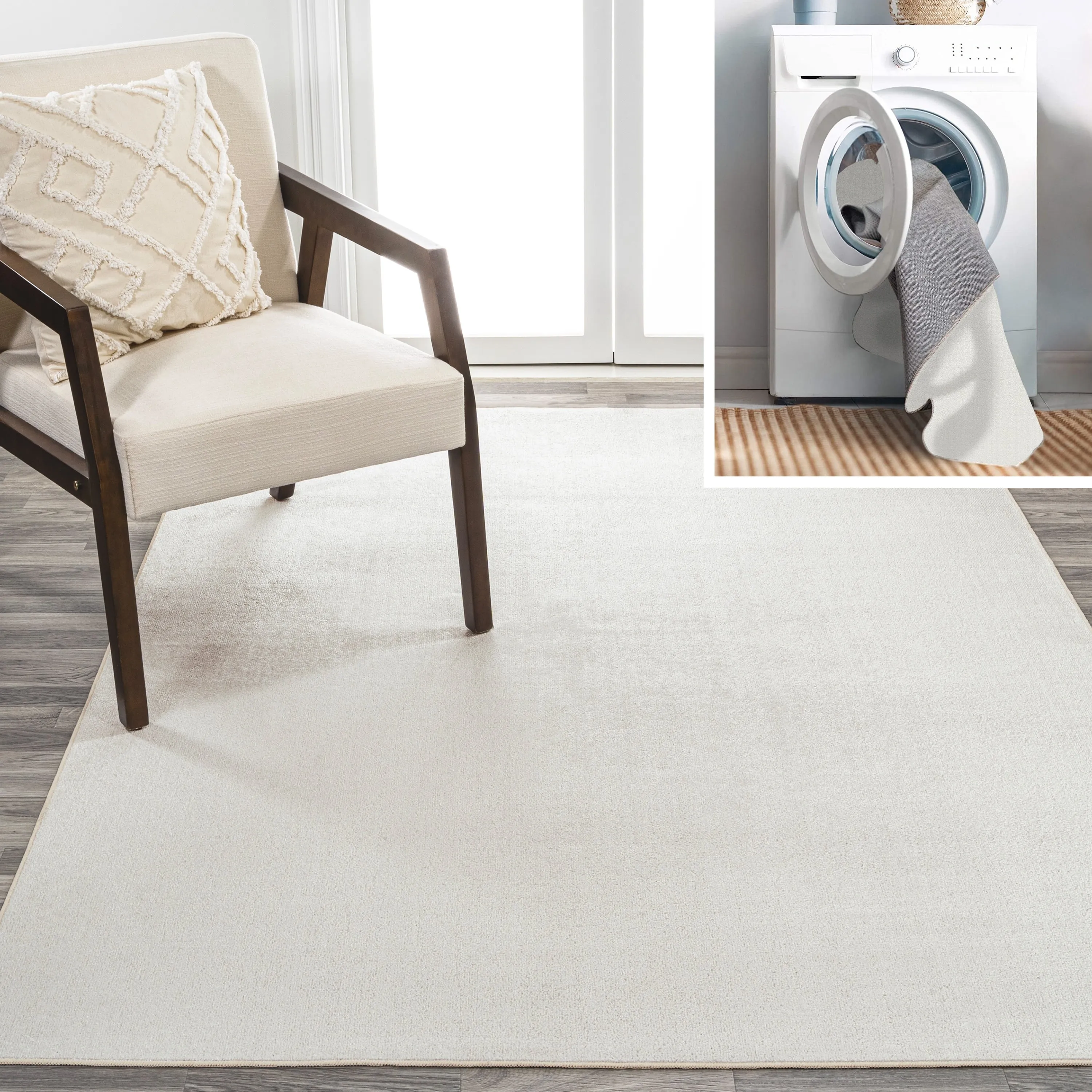 JONATHAN Y Fawning Classic Solid Low-Pile Machine-Washable Terra Area Rug