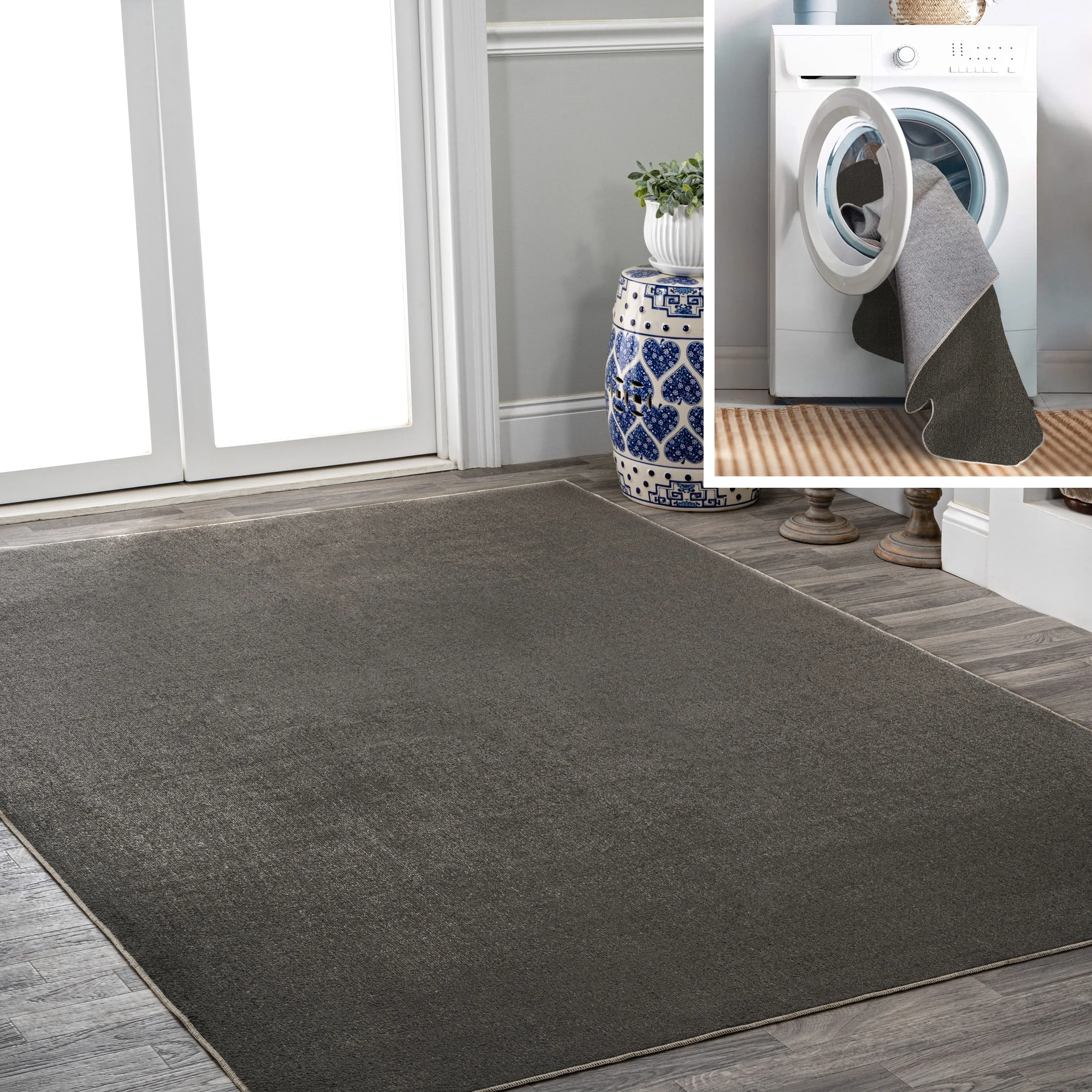 JONATHAN Y Fawning Classic Solid Low-Pile Machine-Washable Terra Area Rug