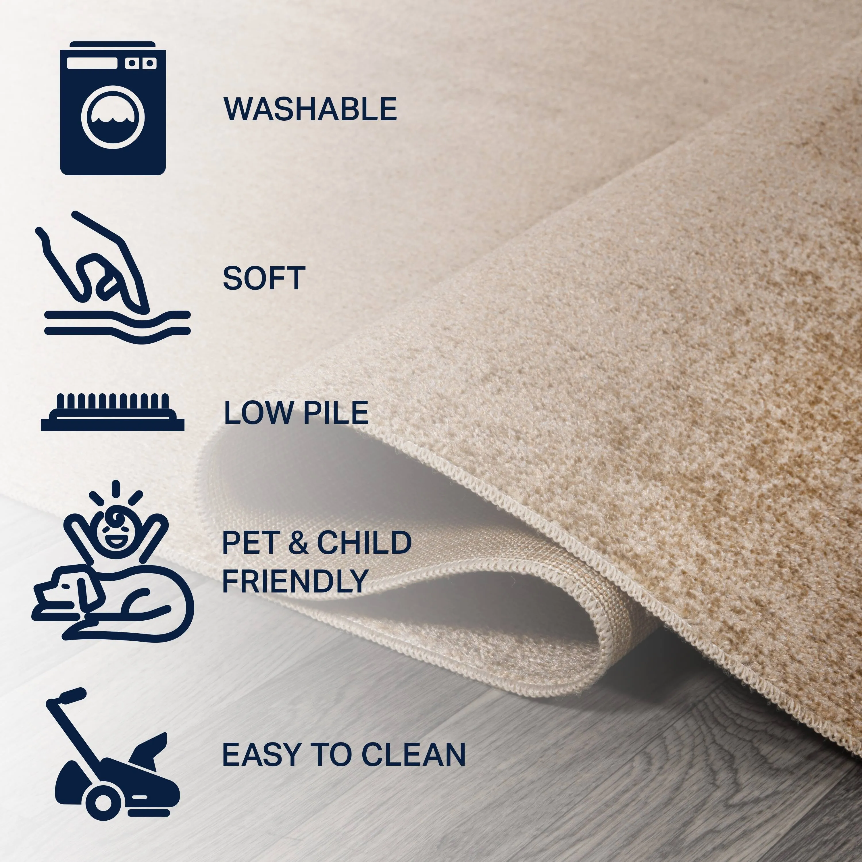 JONATHAN Y Fawning Classic Solid Low-Pile Machine-Washable Terra Area Rug