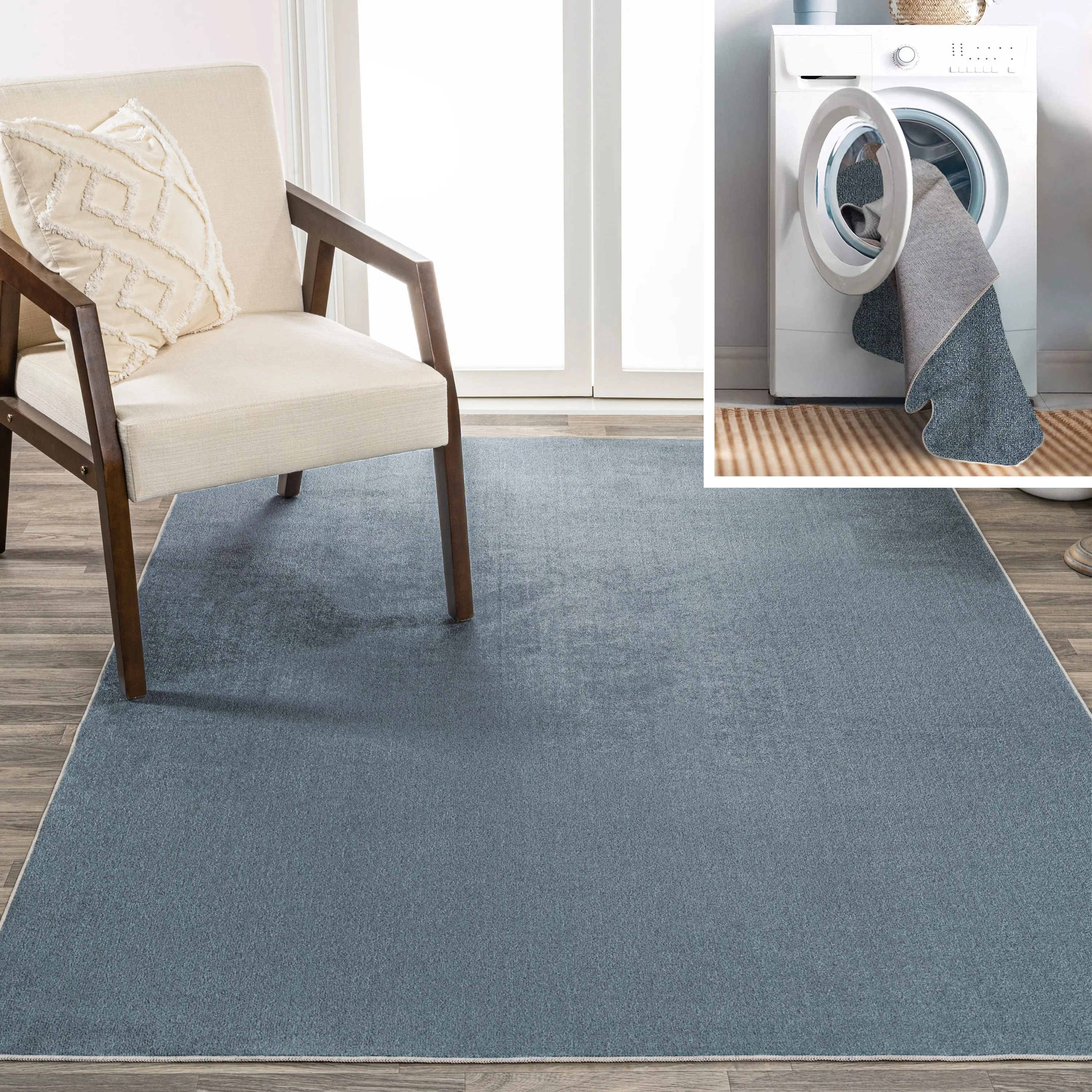 JONATHAN Y Fawning Classic Solid Low-Pile Machine-Washable Terra Area Rug