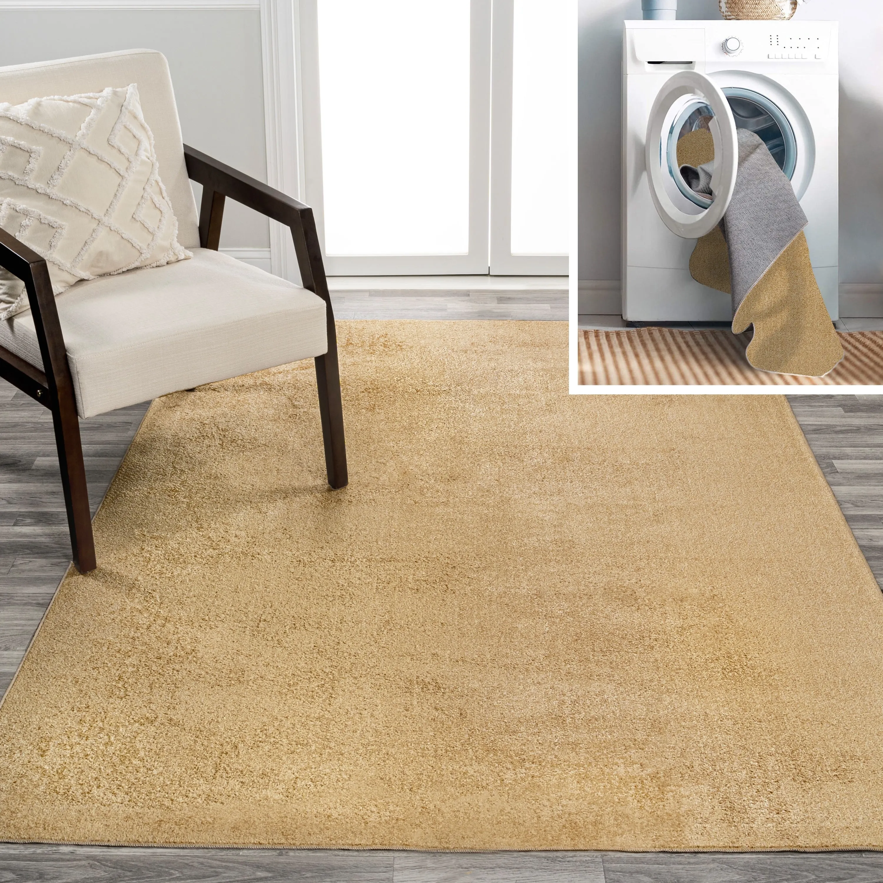 JONATHAN Y Fawning Classic Solid Low-Pile Machine-Washable Terra Area Rug